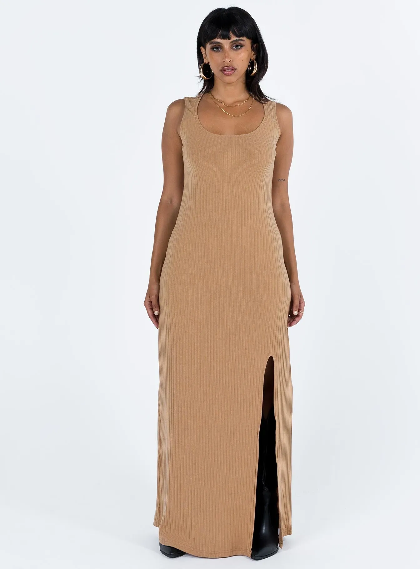 Its versatile length ensures it can be worn for a variety of occasions from casual to formal Lomandra Slip Maxi Dress Brown