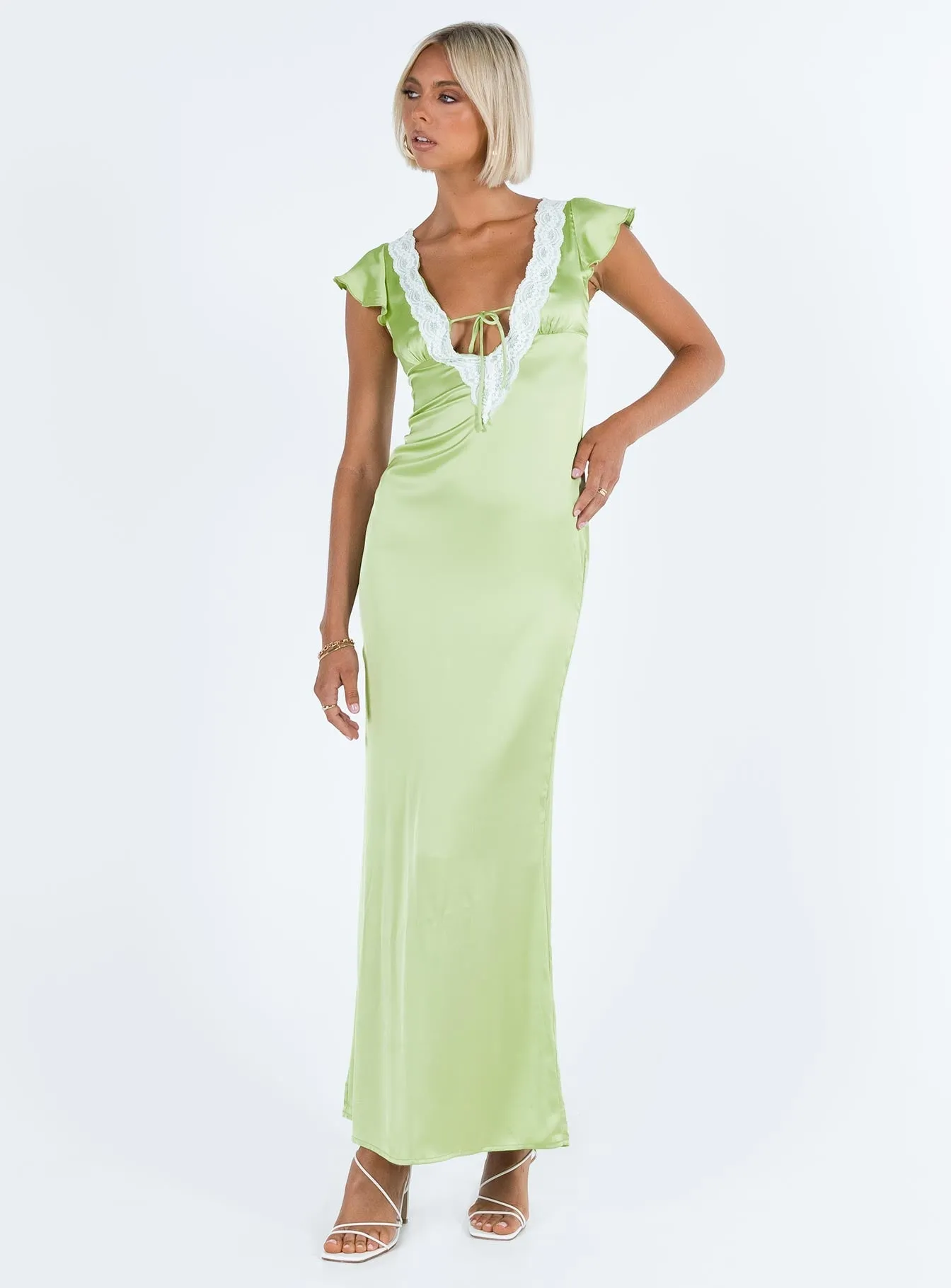 Versatile event attire Armas Lace Trim Maxi Dress Green