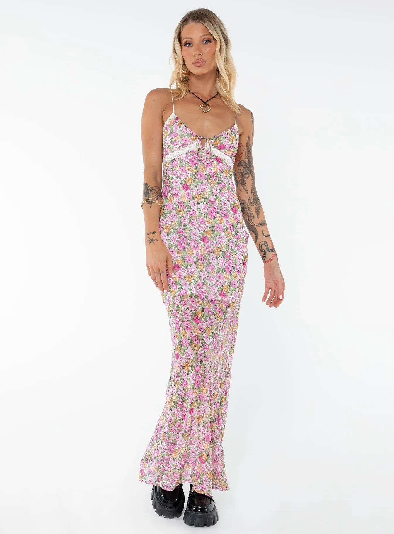 Suede Glow Emily Maxi Dress Pink Floral Tall
