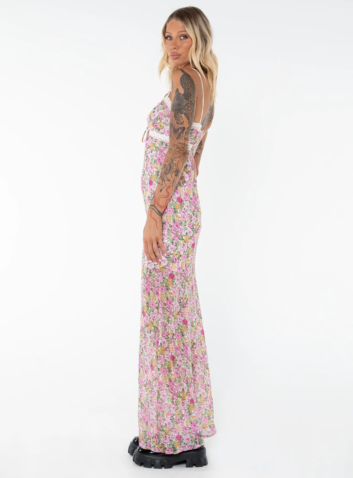 Emily Maxi Dress Pink Floral Tall Romance Feel Ruby Glow