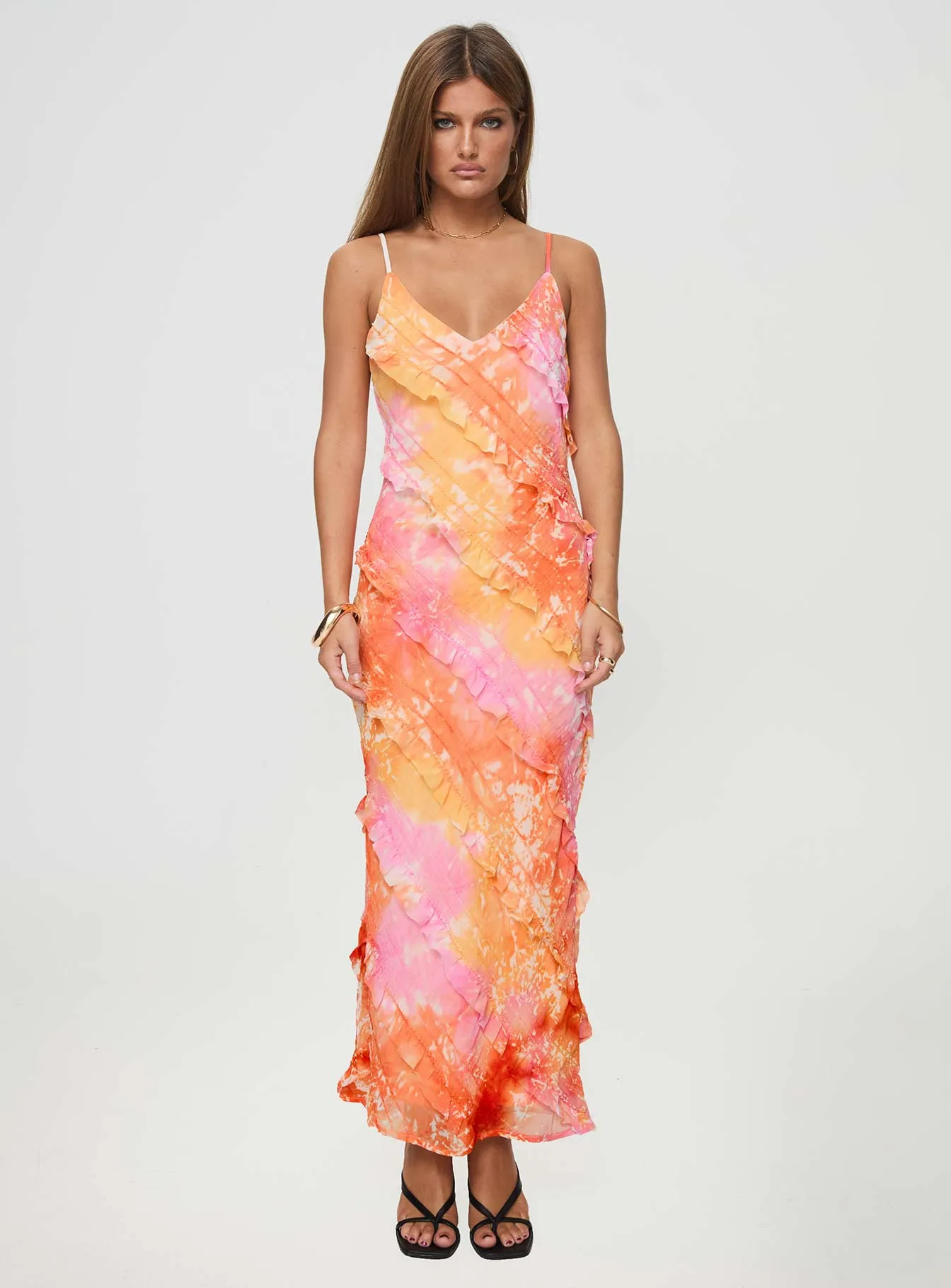 Tulip Glow Lars Maxi Dress Orange Multi