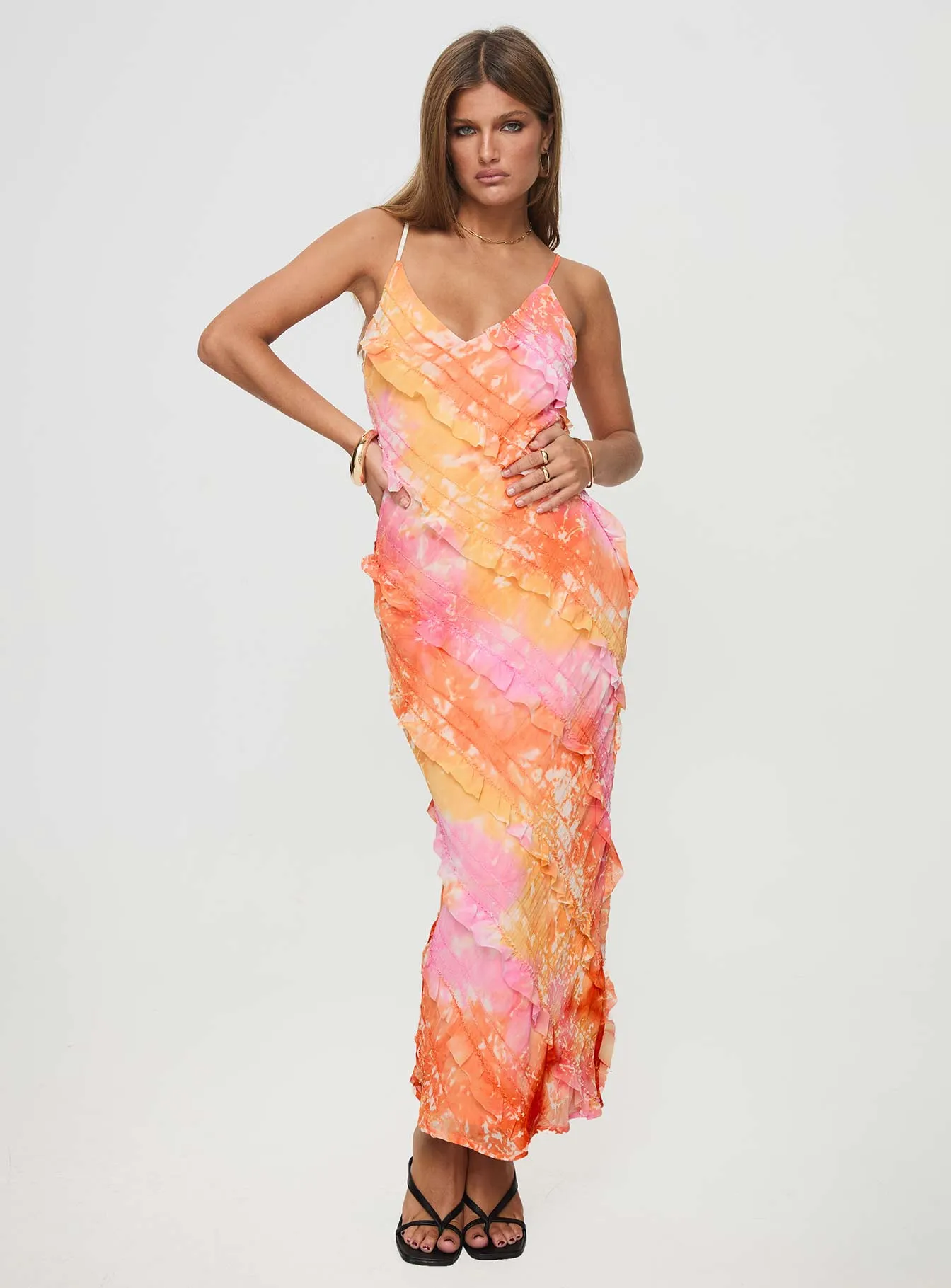 Lars Maxi Dress Orange Multi Lake View