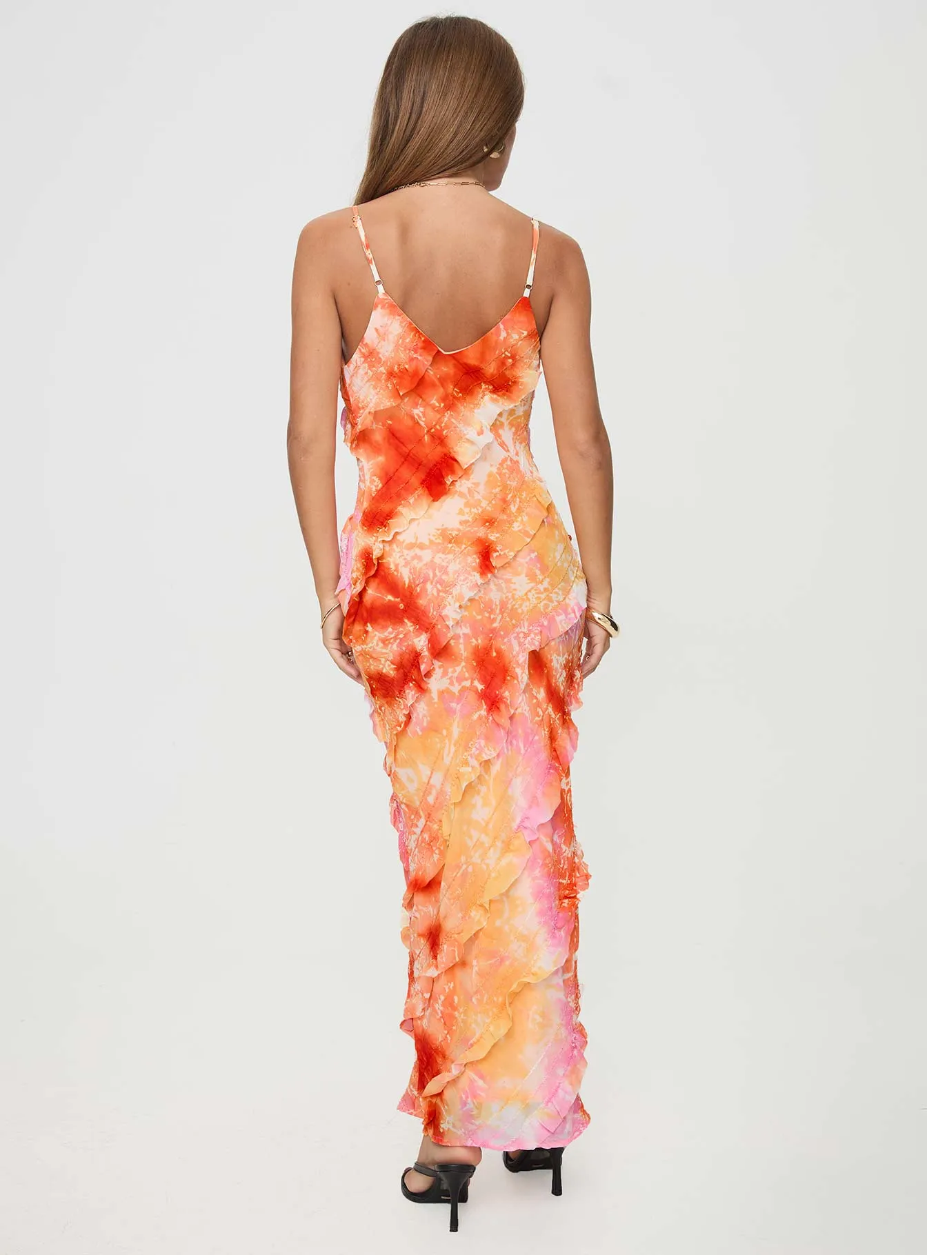 Lars Maxi Dress Orange Multi Luxurious long dress