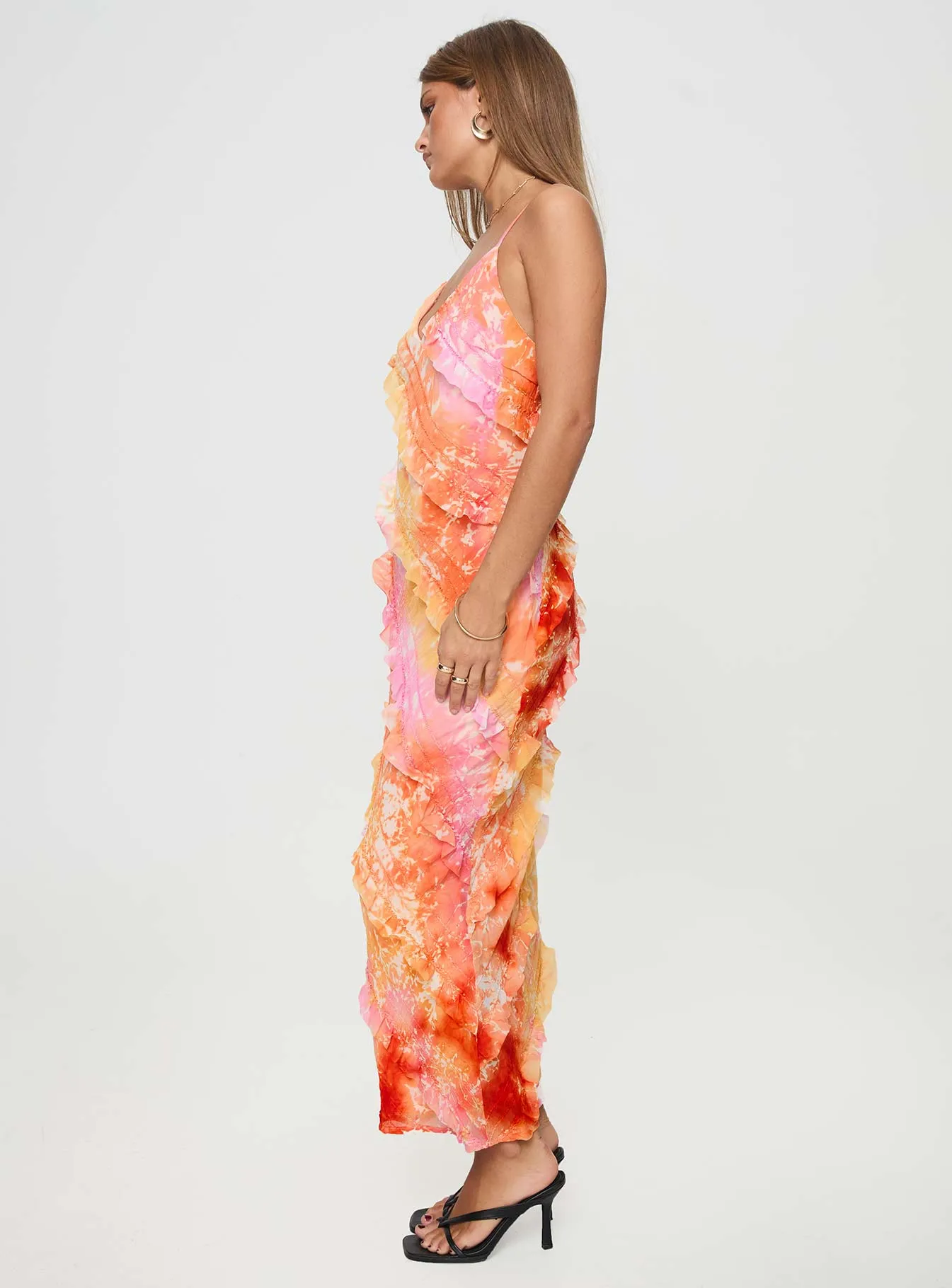 Lars Maxi Dress Orange Multi Field Glow