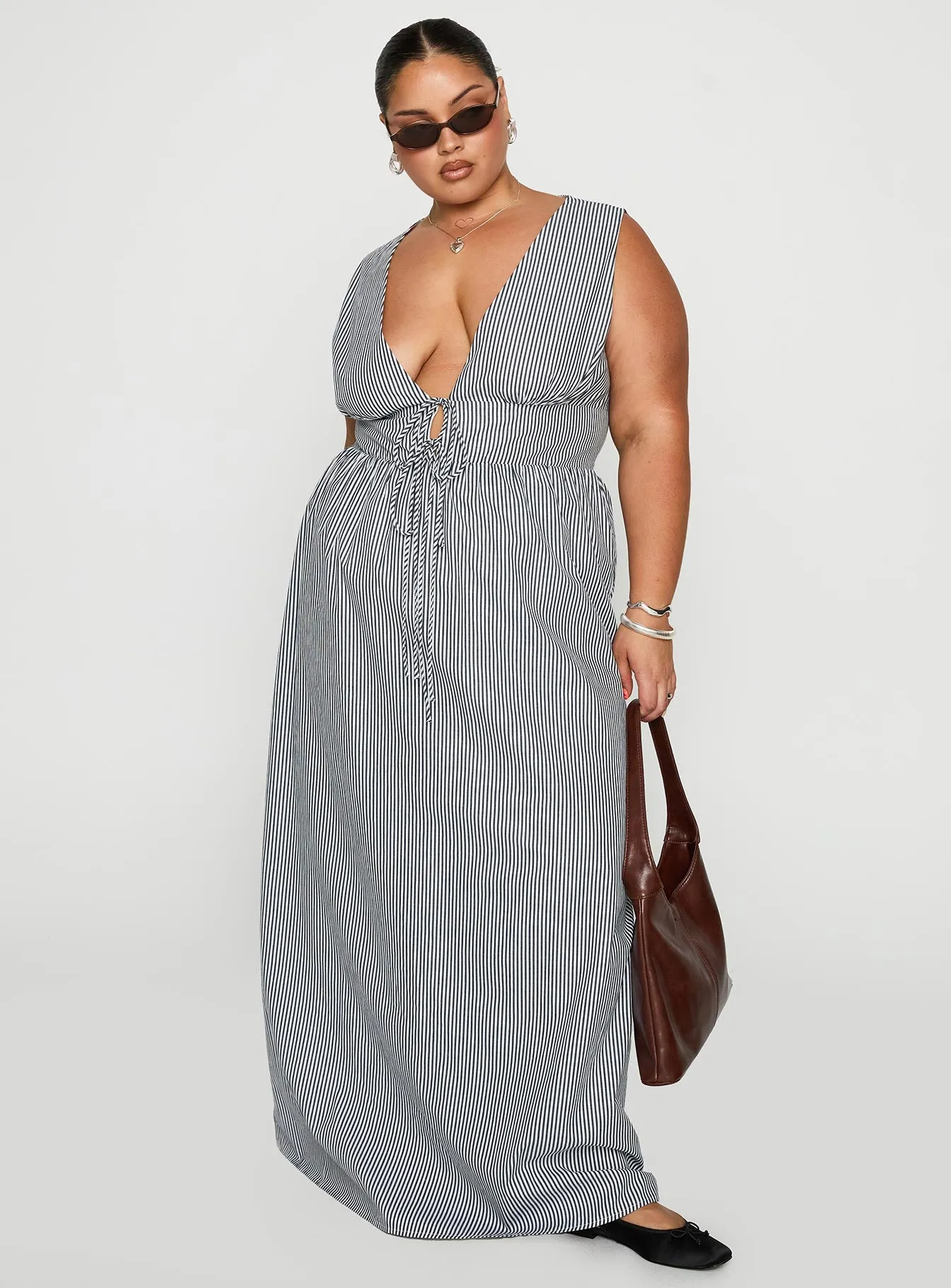 Pokey Maxi Dress Black / White Stripe Curve Free Air