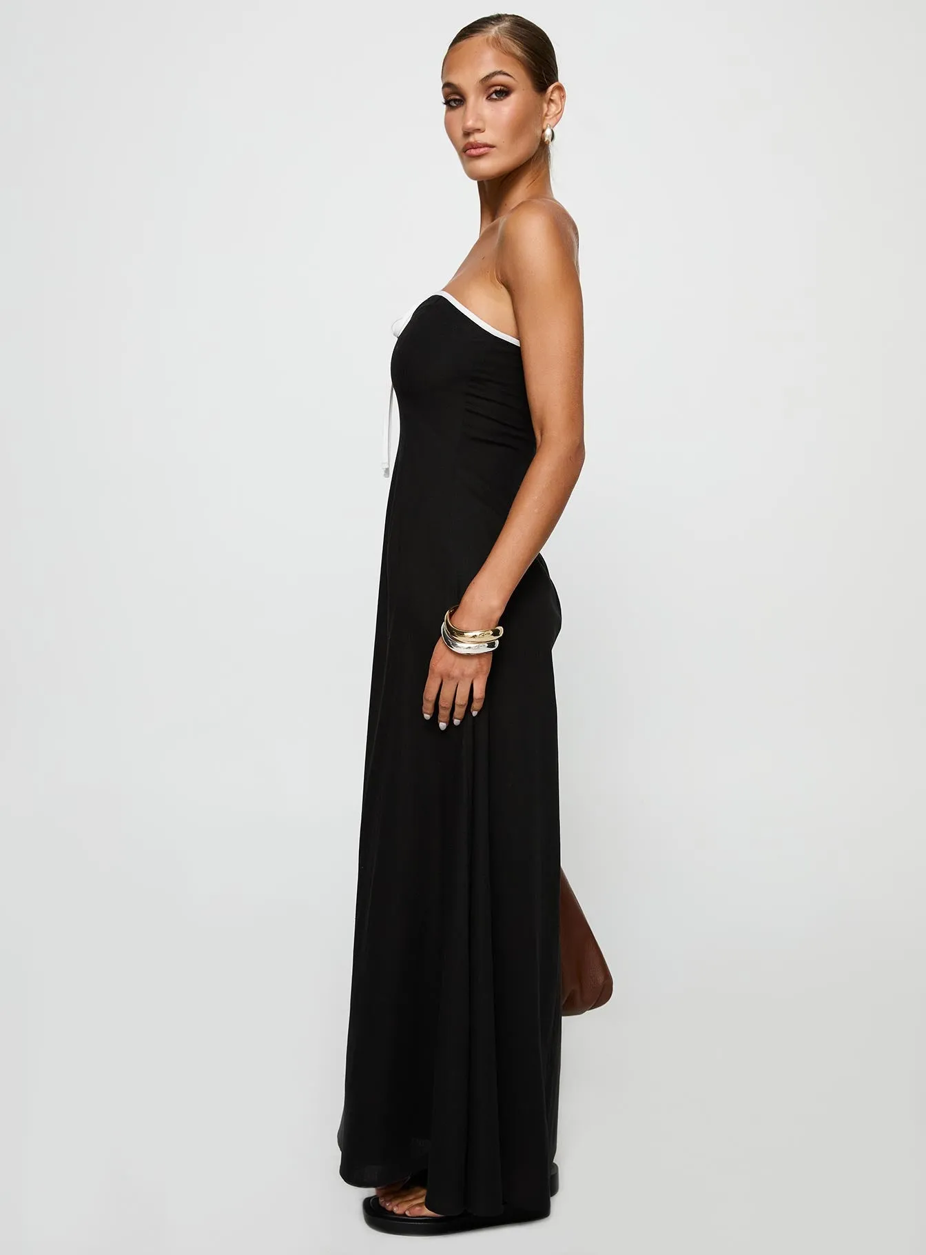 Rain Safe Bijou Strapless Maxi Dress Black
