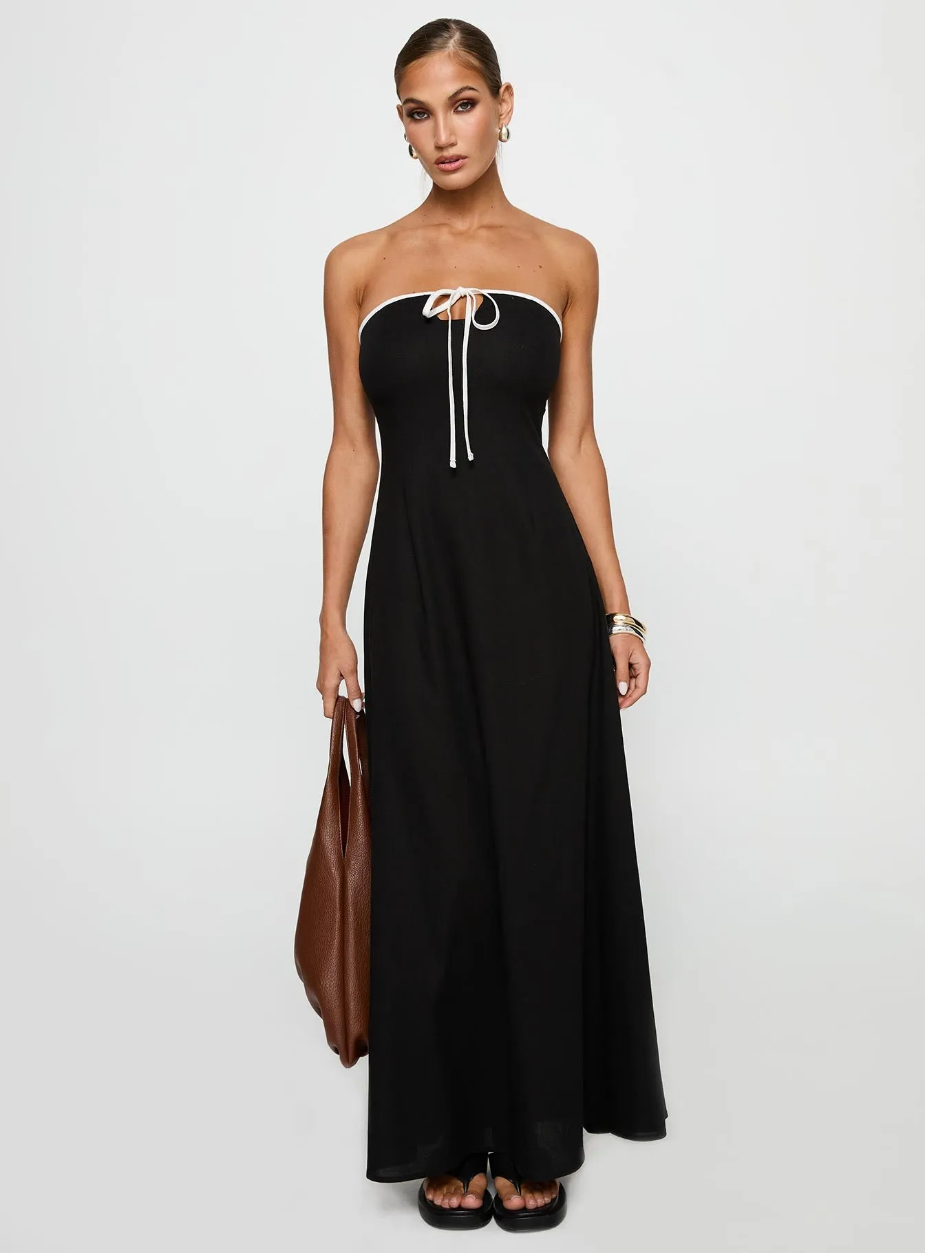 Bijou Strapless Maxi Dress Black Coral Shine