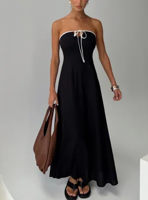 Bijou Strapless Maxi Dress Black Frill Edge