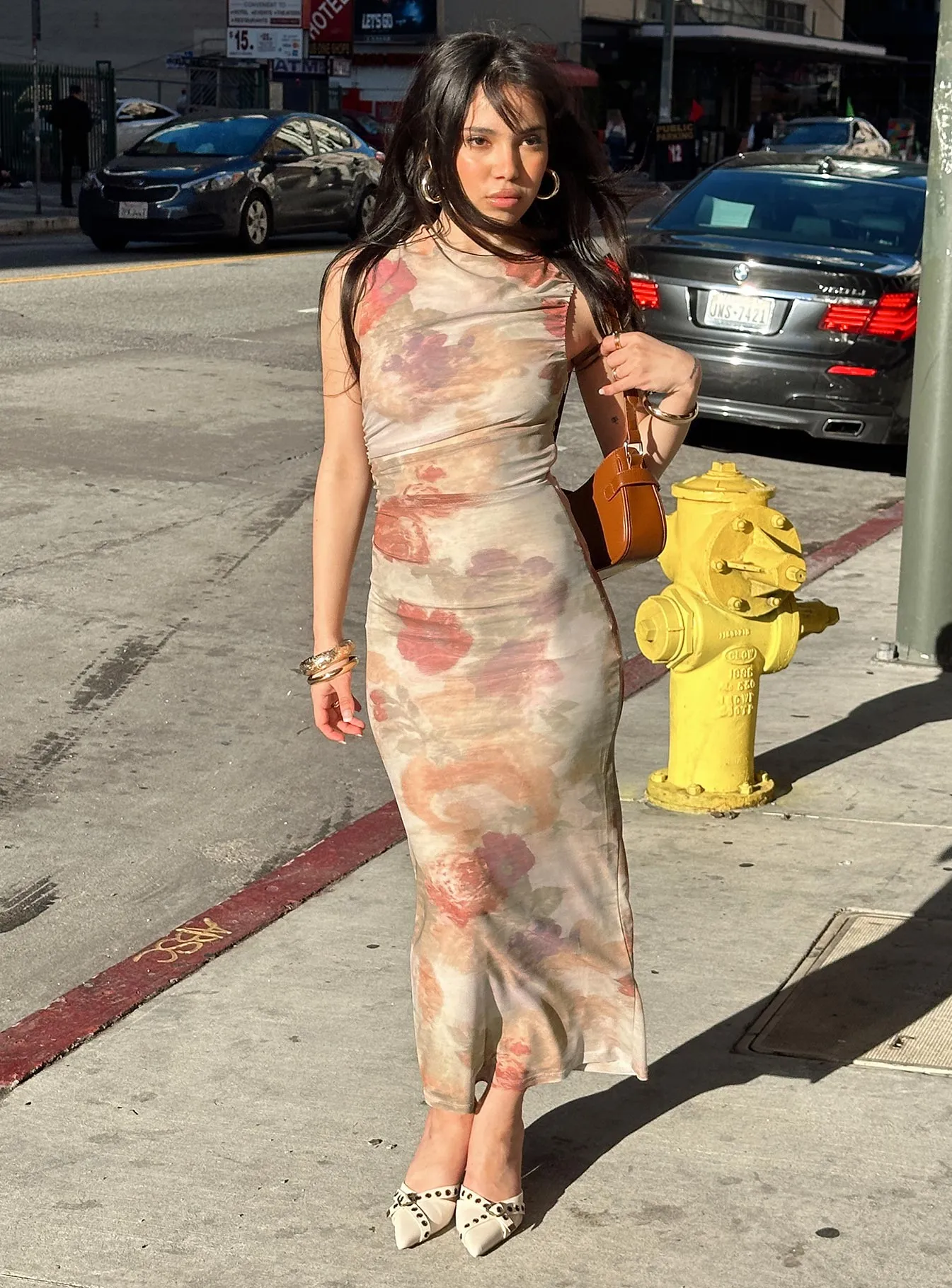Raminta Maxi Dress Multi Maxi dress with belt Shimmer Sky