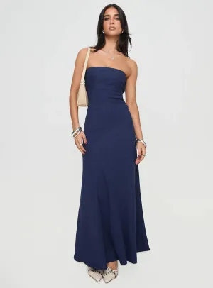 Yahir Strapless Maxi Dress Navy This dress is designed to keep you comfortable while maintaining a stylish and polished appearance