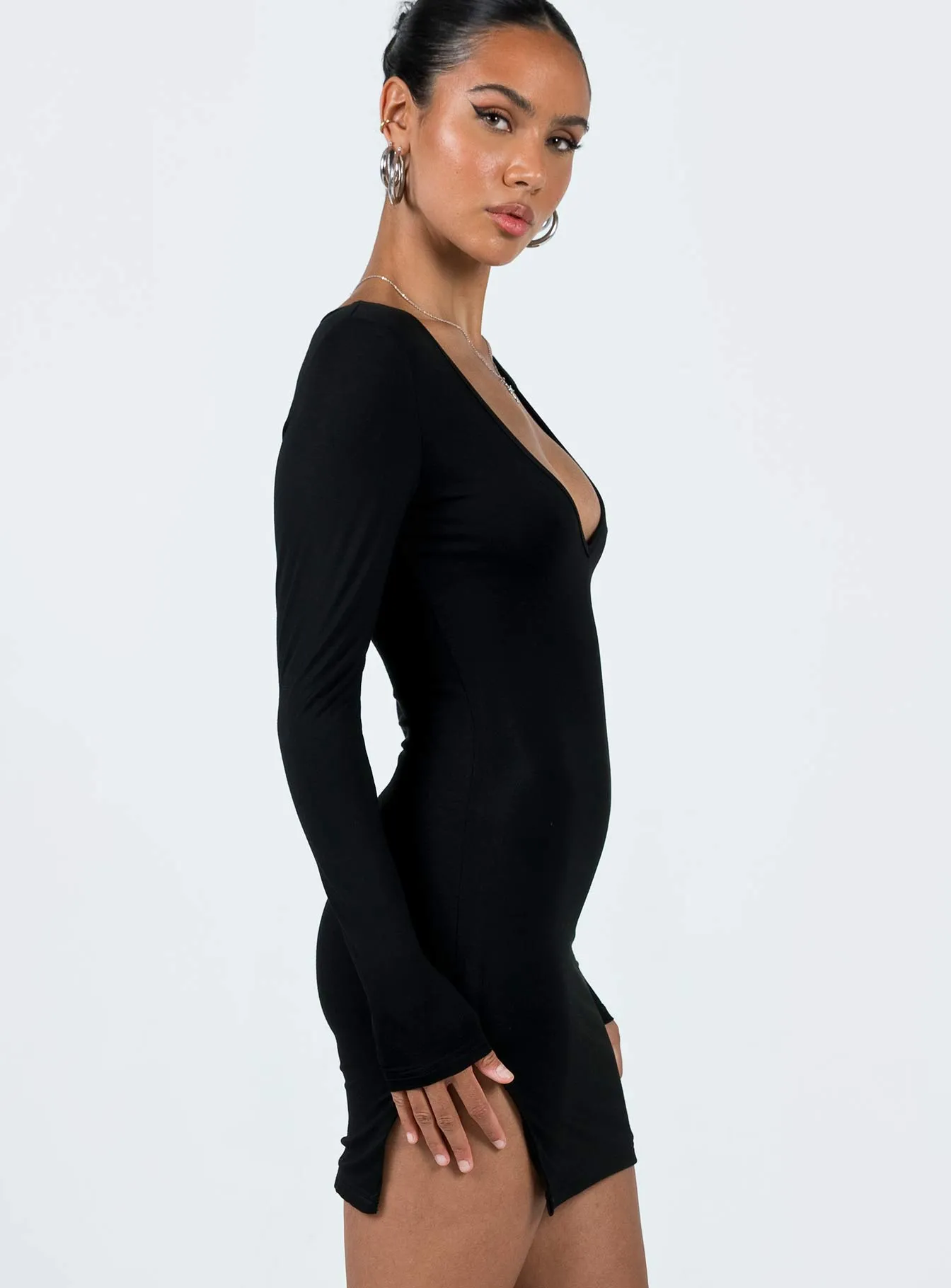 Generous Armholes Kingsland Long Sleeve Mini Dress Black