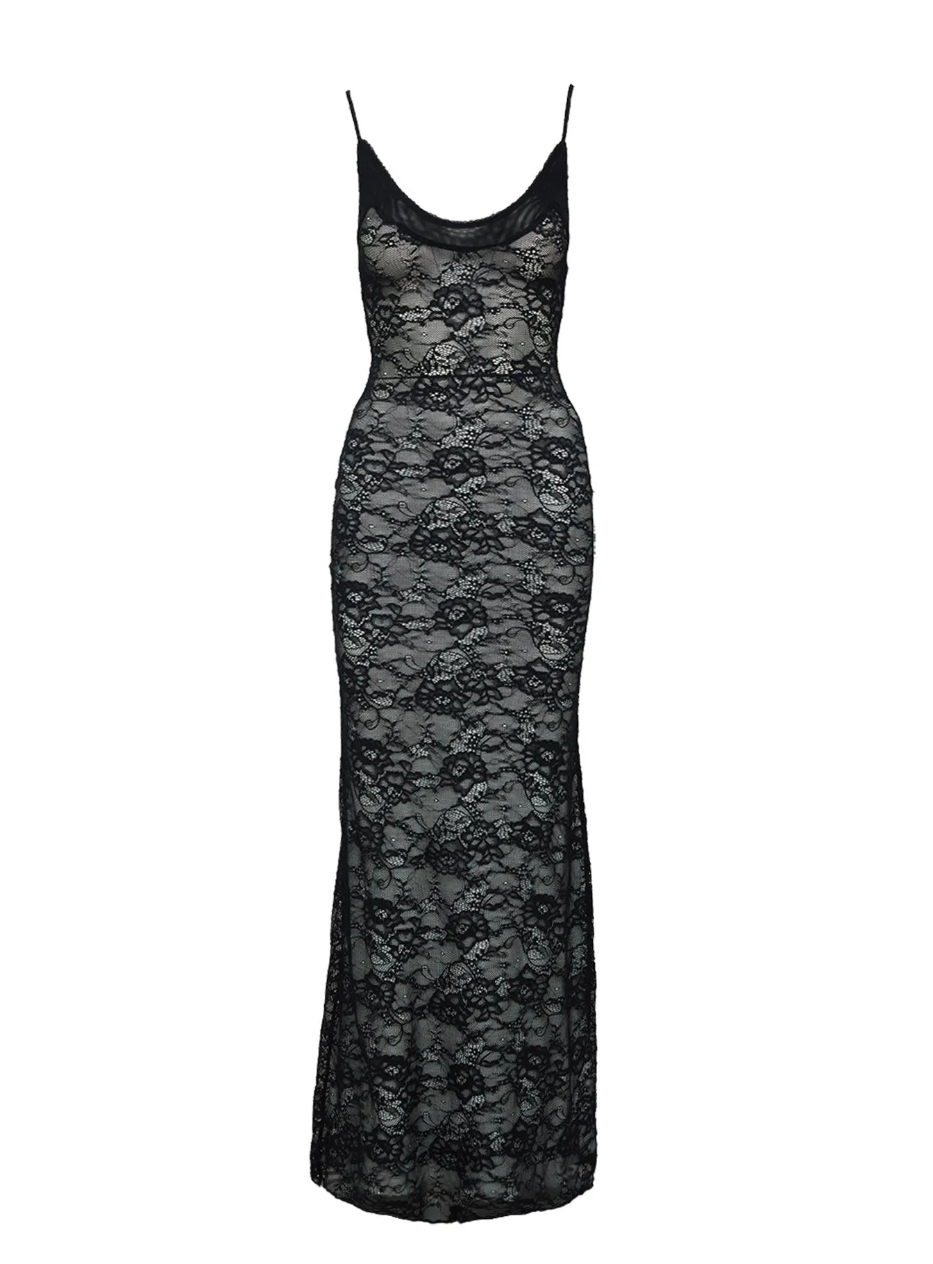 Dynamo Sheer Lace Maxi Dress Black Mountain Day