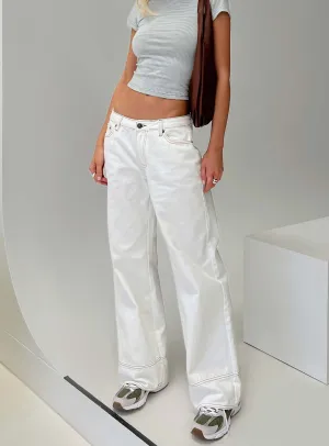 Low Impact Dye Office Wear Chill Outfit Date Night Gage Contrast Stitch Jeans White
