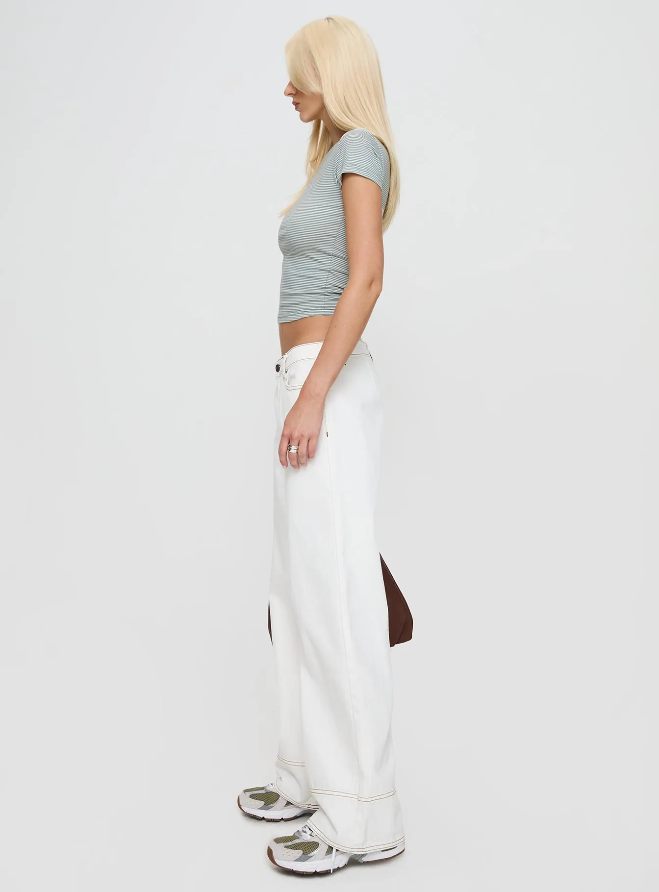Gage Contrast Stitch Jeans White Relaxed Aesthetic Total Fit