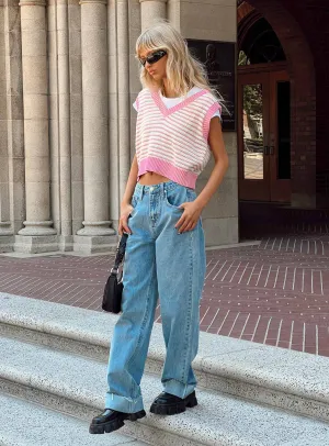 Belt Loop Reinforcement Ollie Mid Rise Straight Leg Jeans Mid Wash Denim