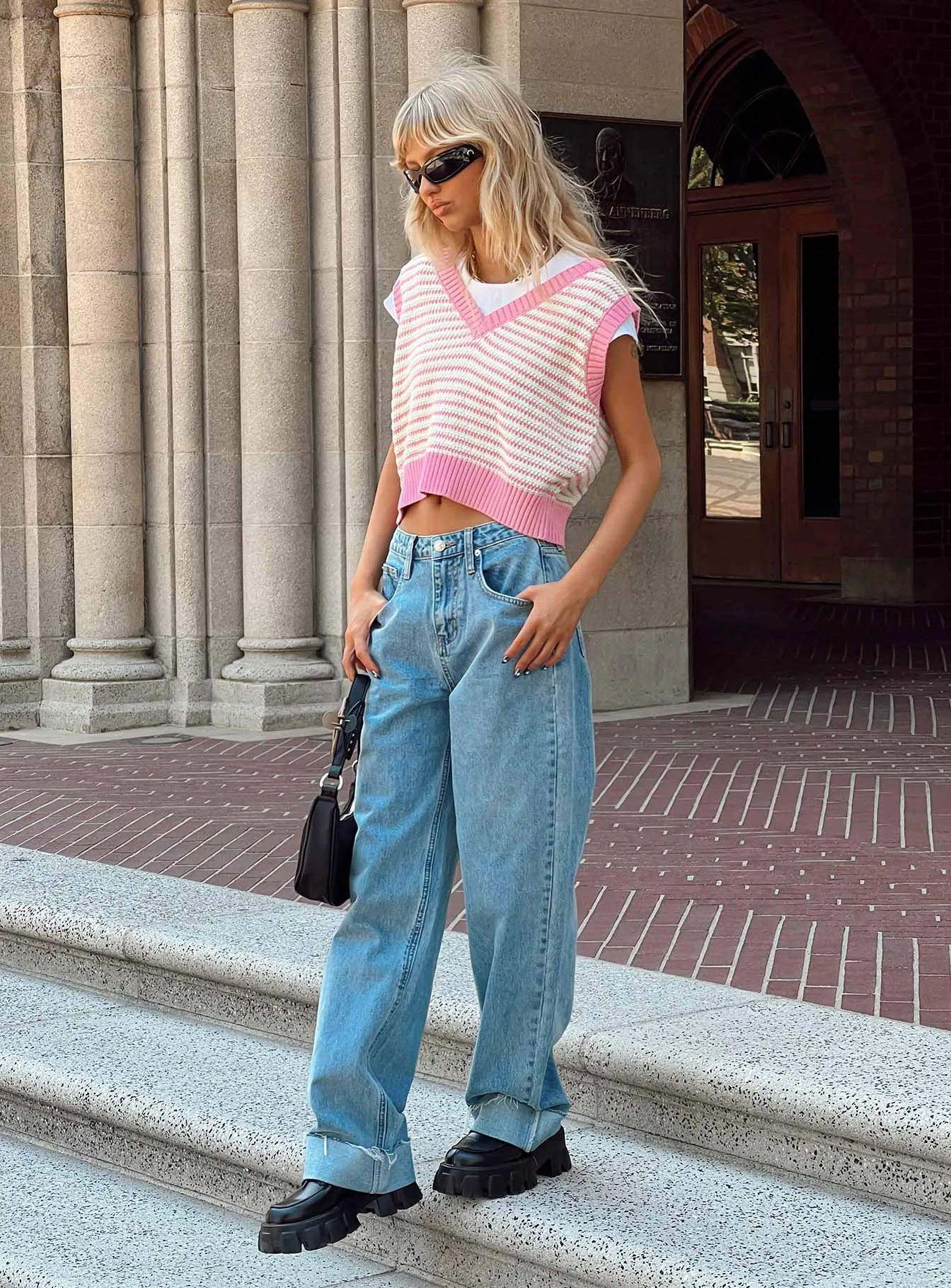 Belt Loop Reinforcement Ollie Mid Rise Straight Leg Jeans Mid Wash Denim