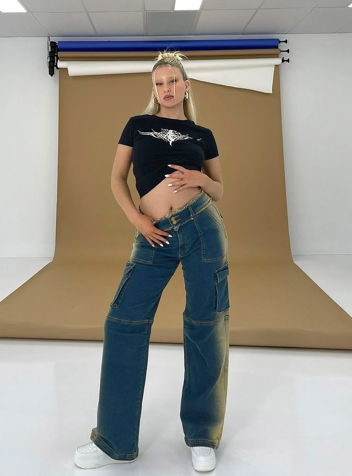 Pre Show Denim Jeans Mid Blue Slim Family Style Daily Wear