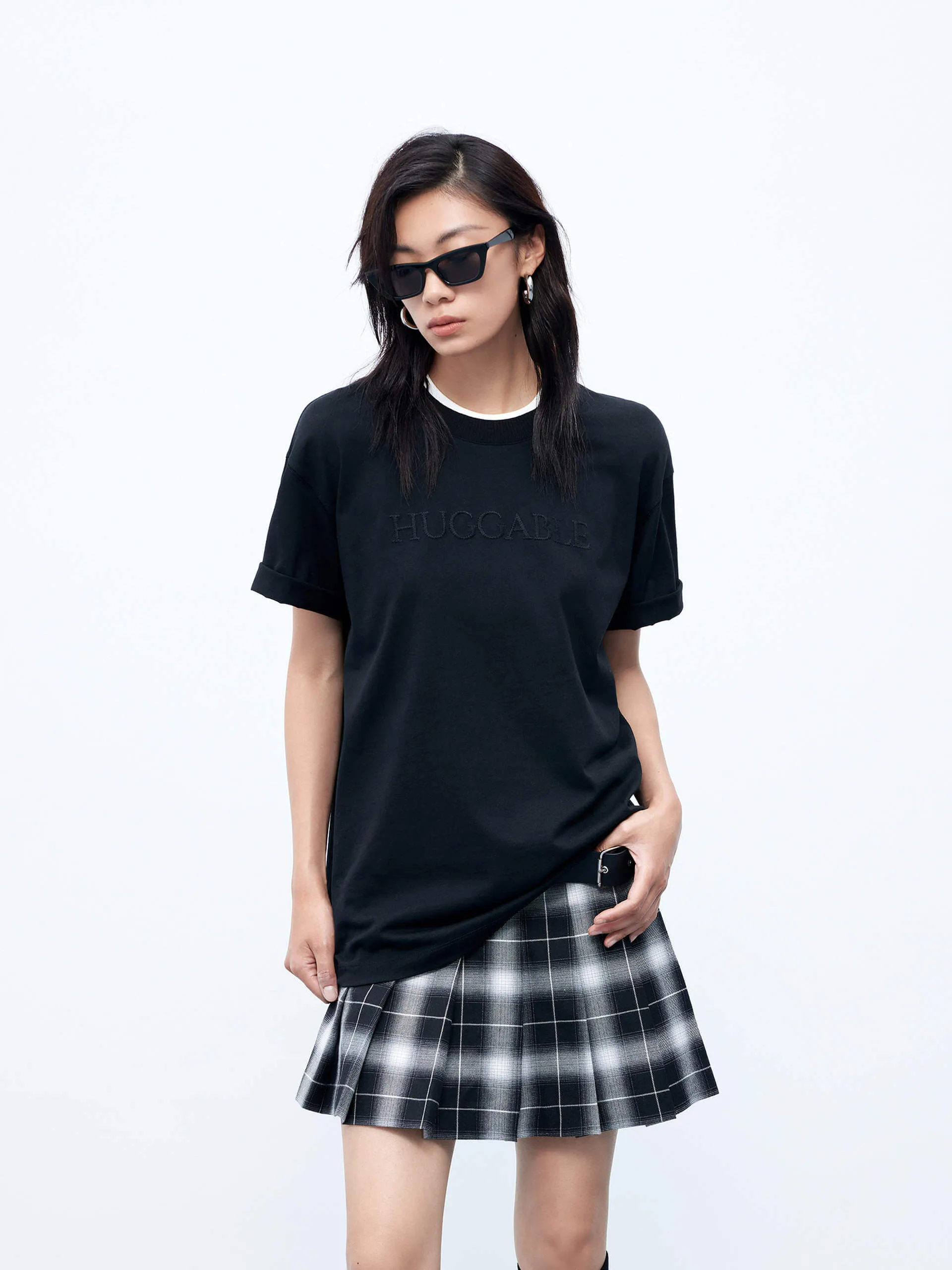 petite size Crew neck classic Regular Fit Cotton T-shirt