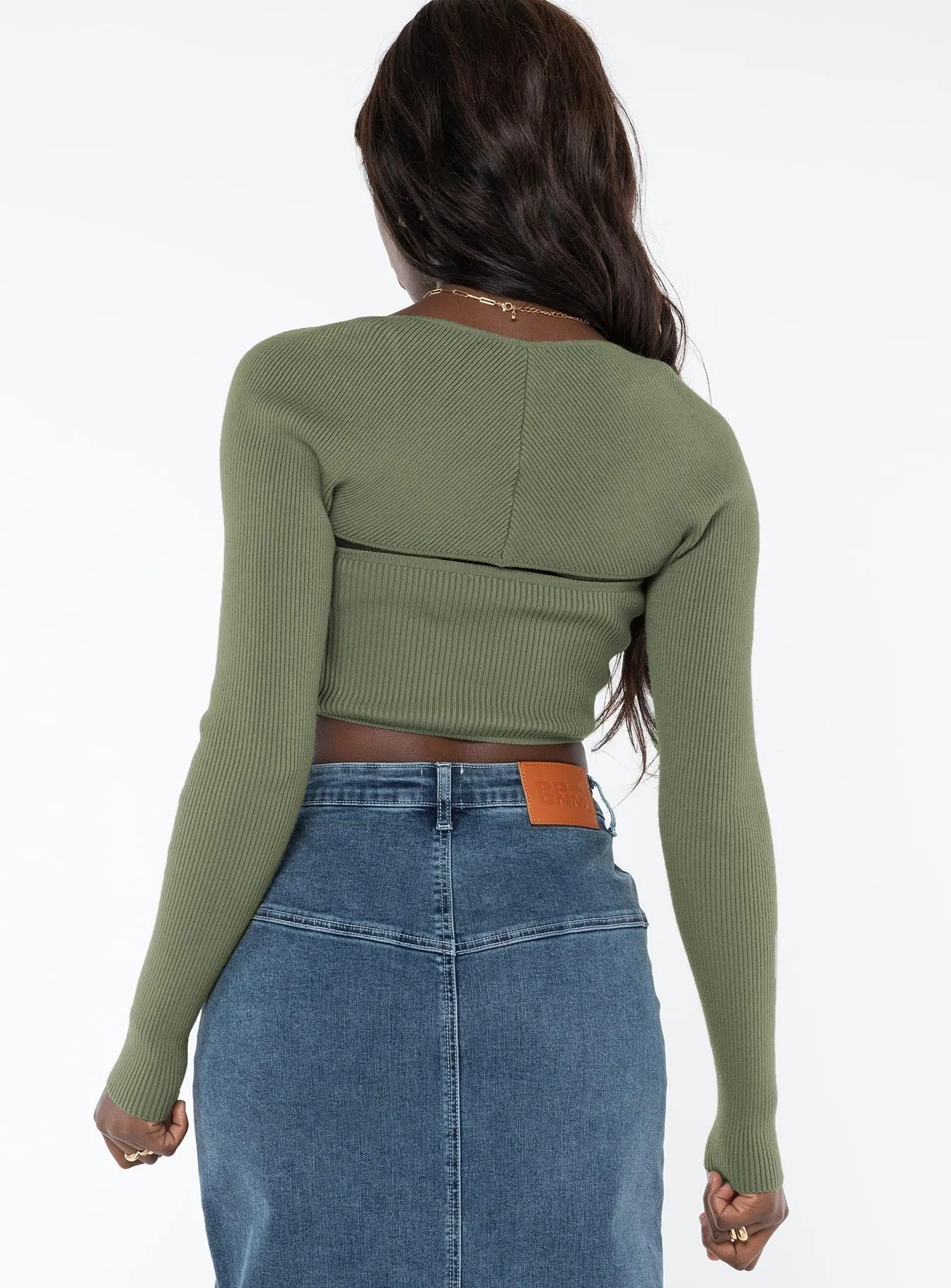 Aramon Two-piece Sweater Green Silicone Print Detail