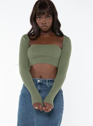 Aramon Two-piece Sweater Green WrinkleFree Weaving Unlined Design