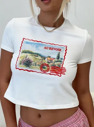 Relaxing Fit Daily Comfort Au Revoir France Tee White