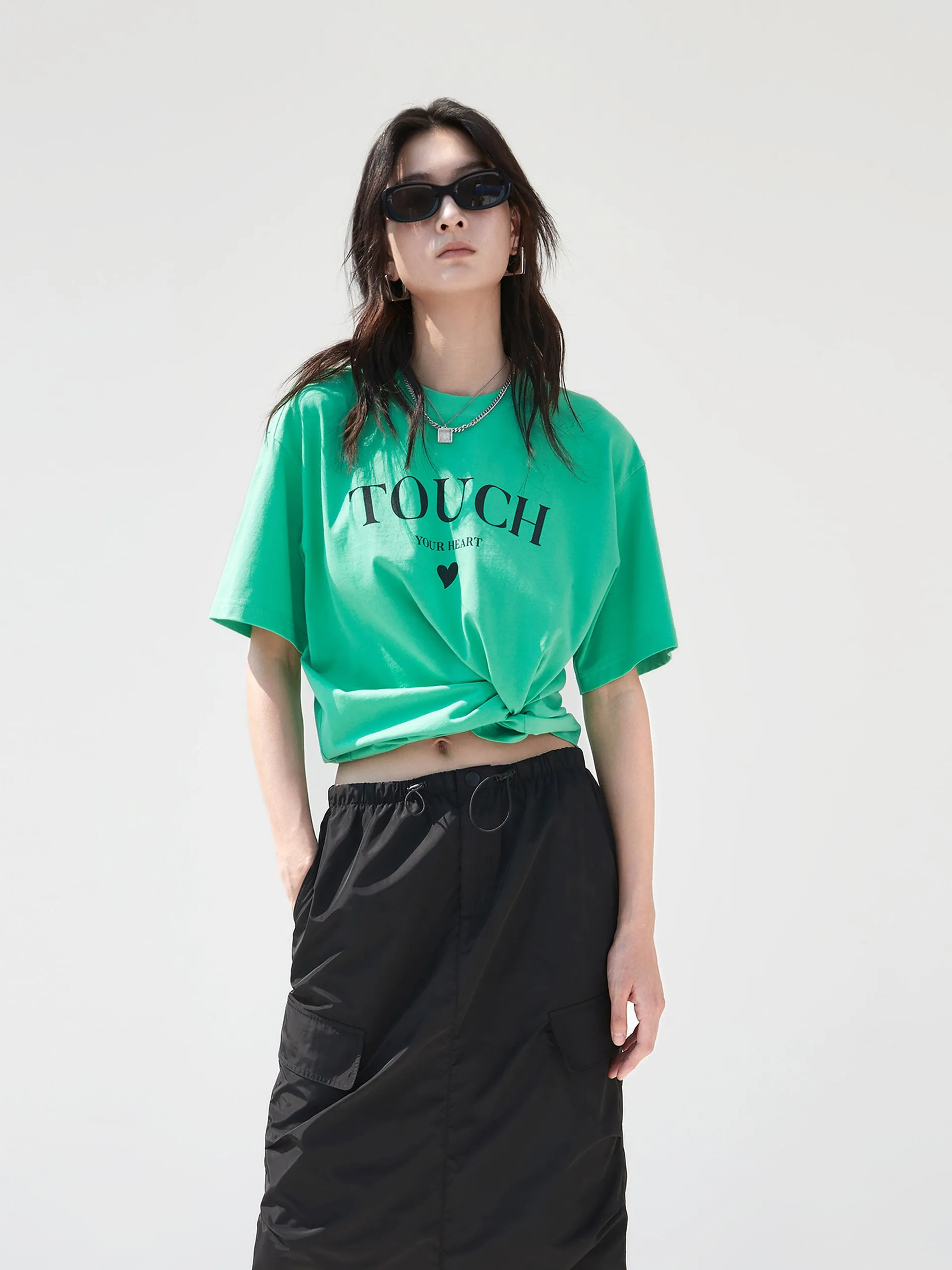 Sweetheart Print Cotton T-Shirt Loose Fit