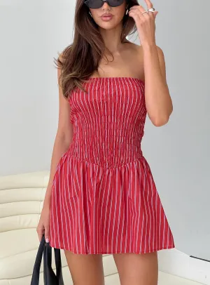 Emme Strapless Mini Dress Red Stripe Playful chic outfit