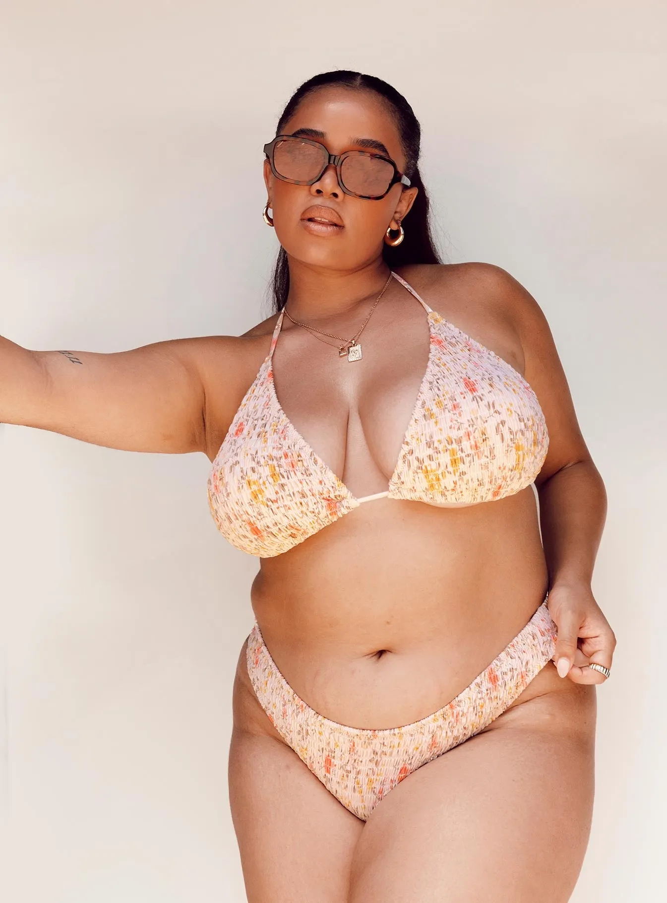 Blanca Bikini Top Beige Curve Supportive Cradle Design Quick Dry Fabric