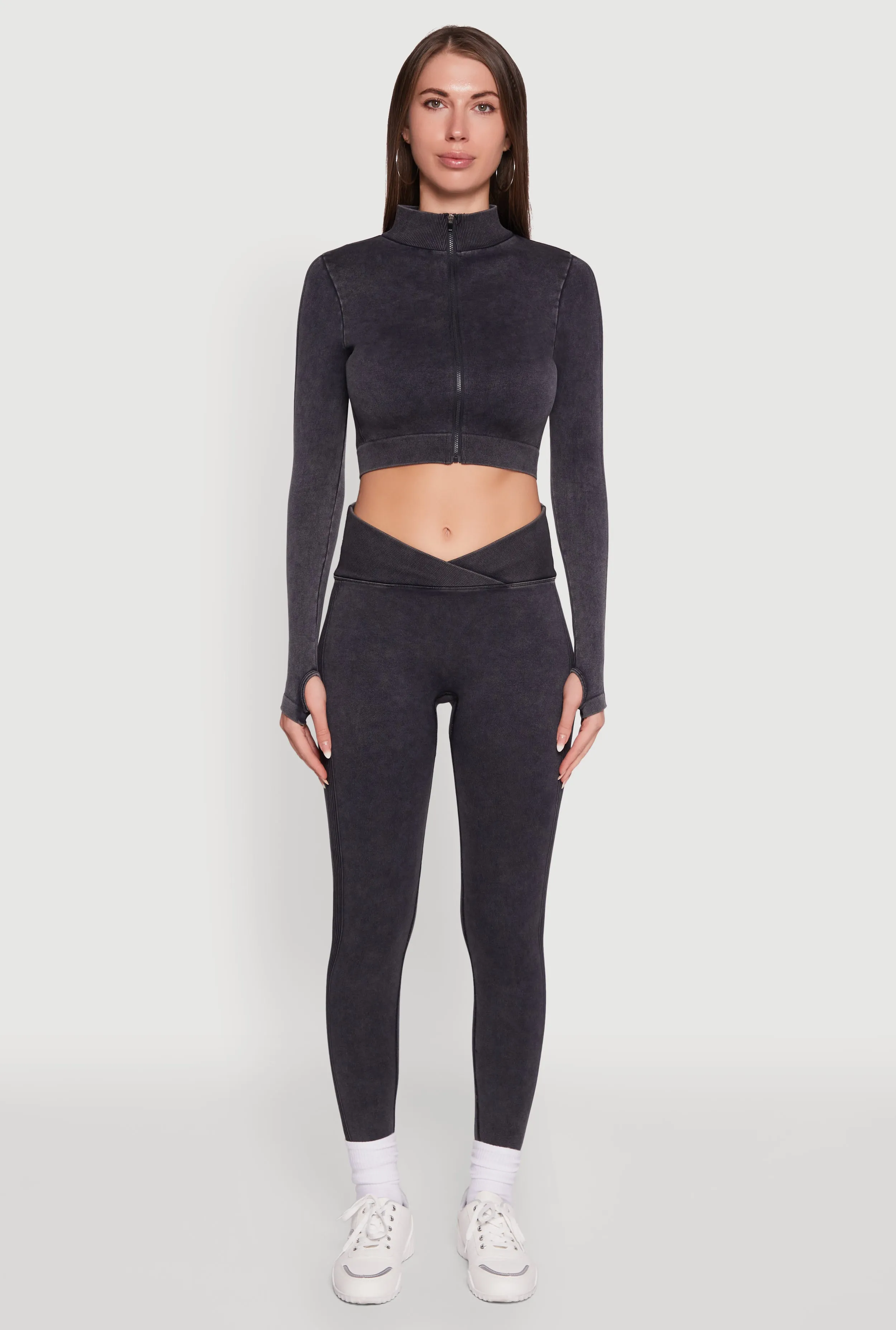 Pro Athlete Breathable Fabric City Walk Rib Knit Seamless Mineral Wash Ruched High Waisted Leggings