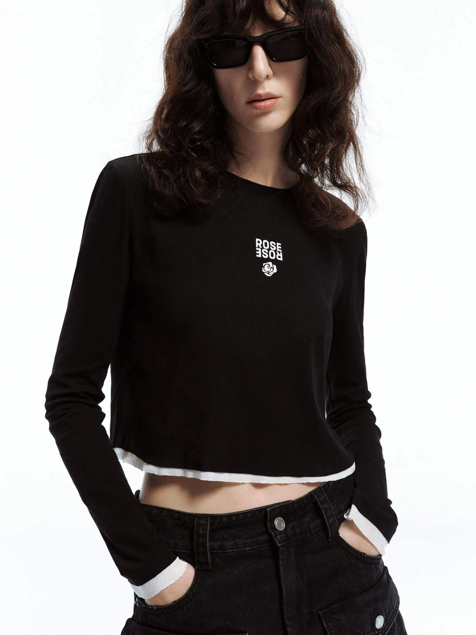hypoallergenic Long Sleeve Contrast Top