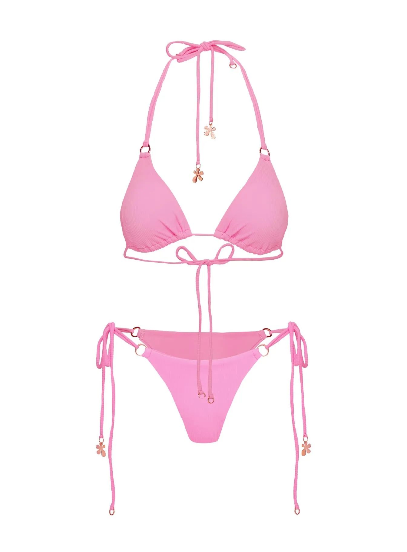 Mesh Ventilation Panels Breathable fabric Ivette Tie Side Bikini Bottom Pink