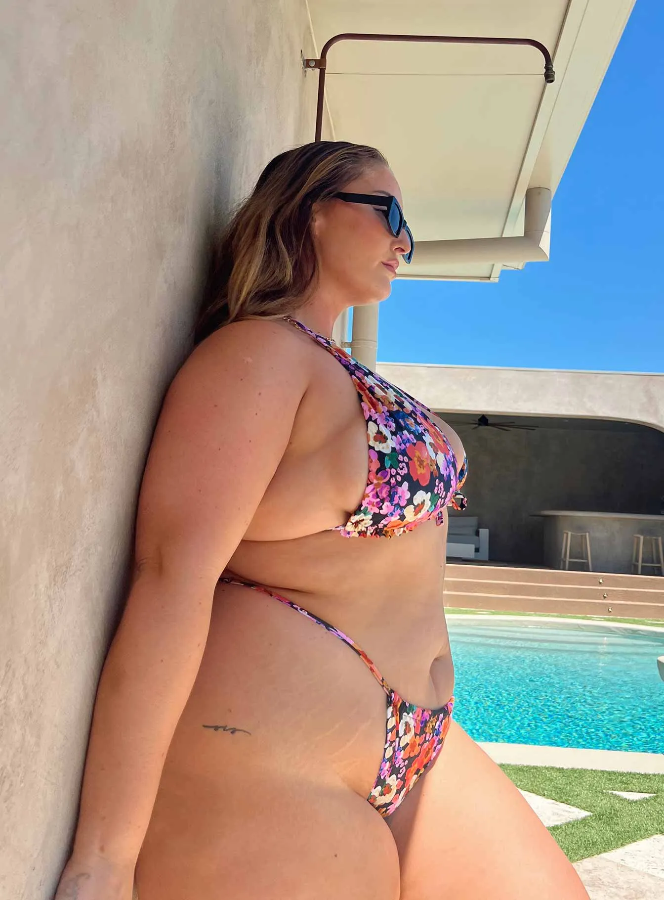 Contoured Cup Structure Summer Bikini Bottoms Floral Multi Curve