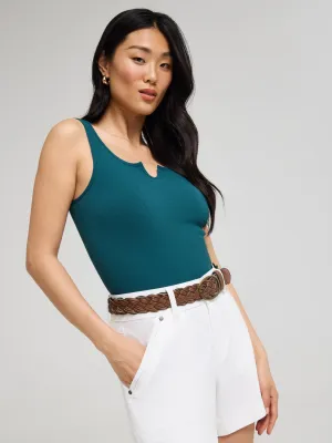 Notch Neck Ribbed Tank Top Stage Soul ShrinkageFree Fabric