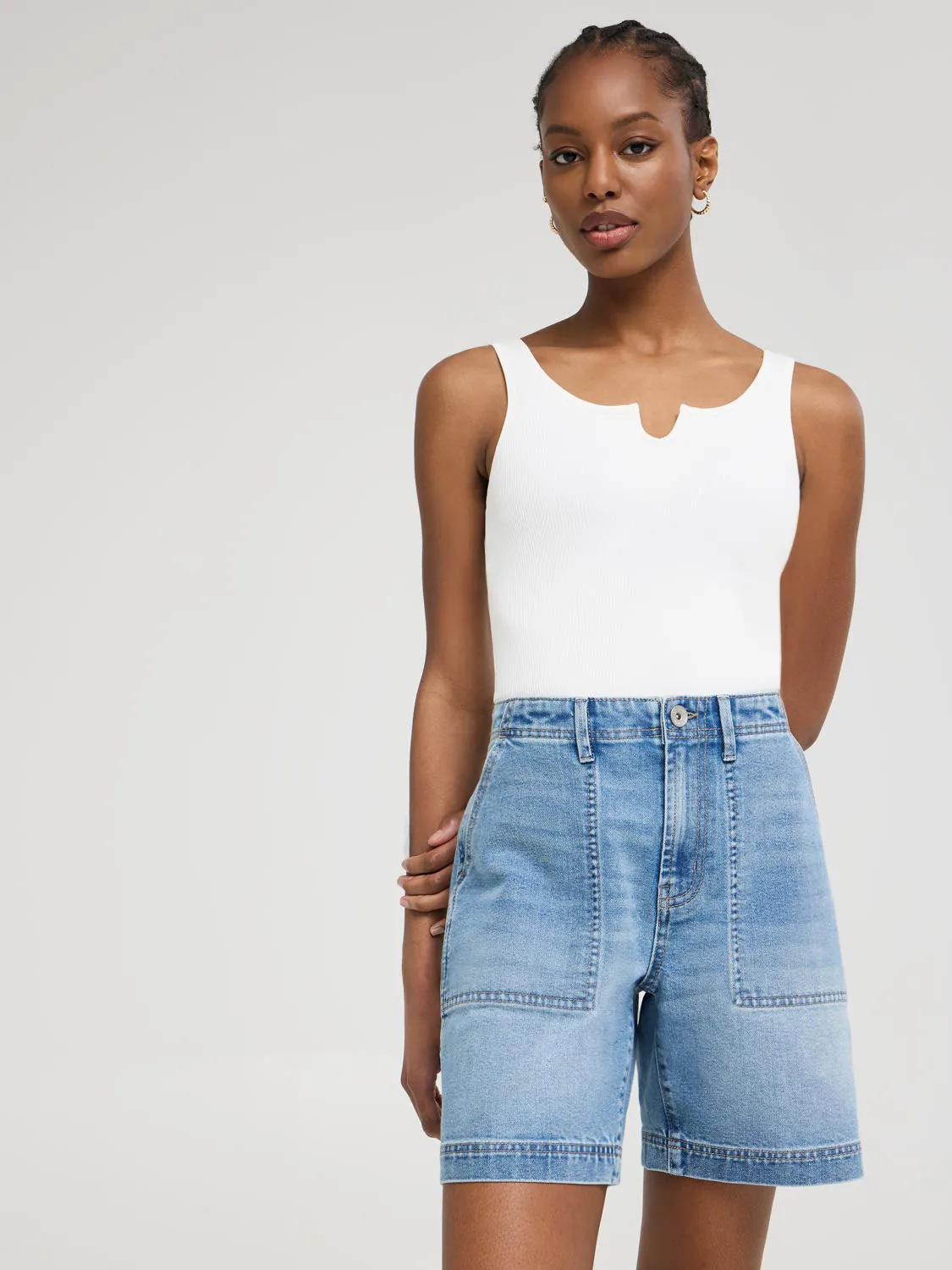 Dry Touch Sustainable Base Notch Neck Ribbed Tank Top
