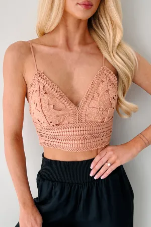 Moisture Management Loose Fit Get Out & Explore Floral Crochet Crop Top (Persimmon)