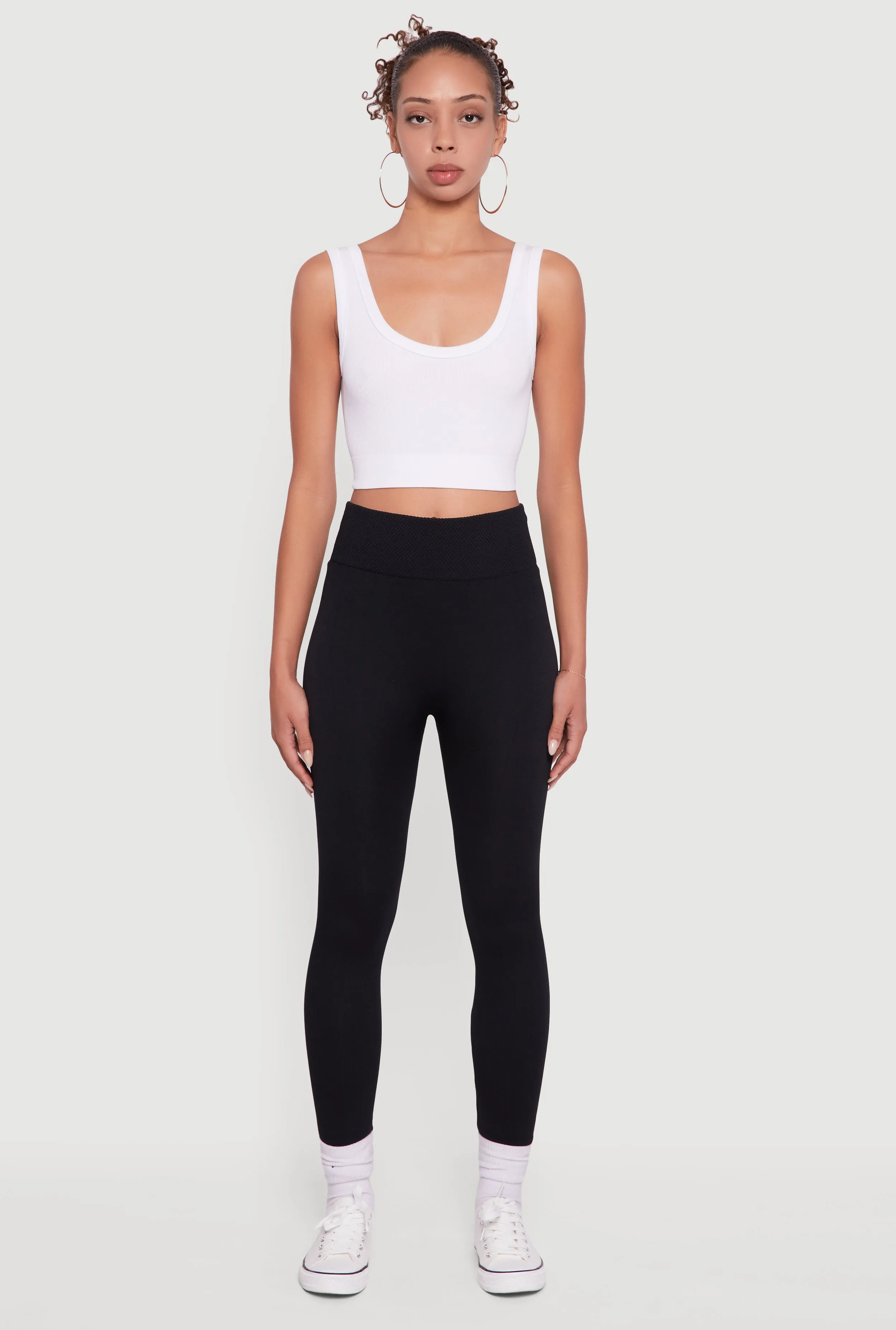 Fleece Lined High Waisted Leggings No irritation Petite Size Rib Knit