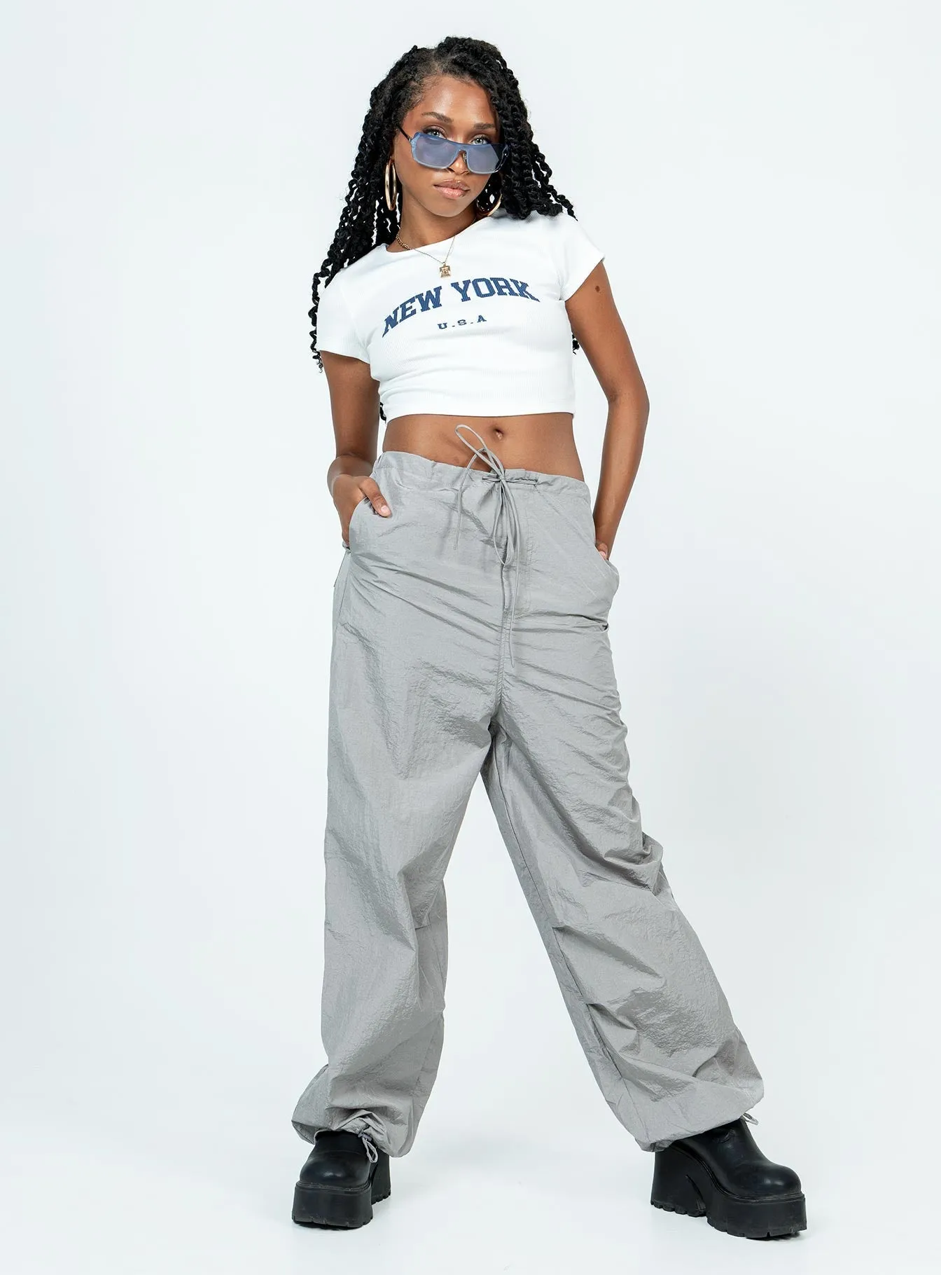 New York Baby Tee White Casual Chic Look