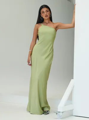 Nehemiah One Shoulder Maxi Dress Green Light and breathable fabric