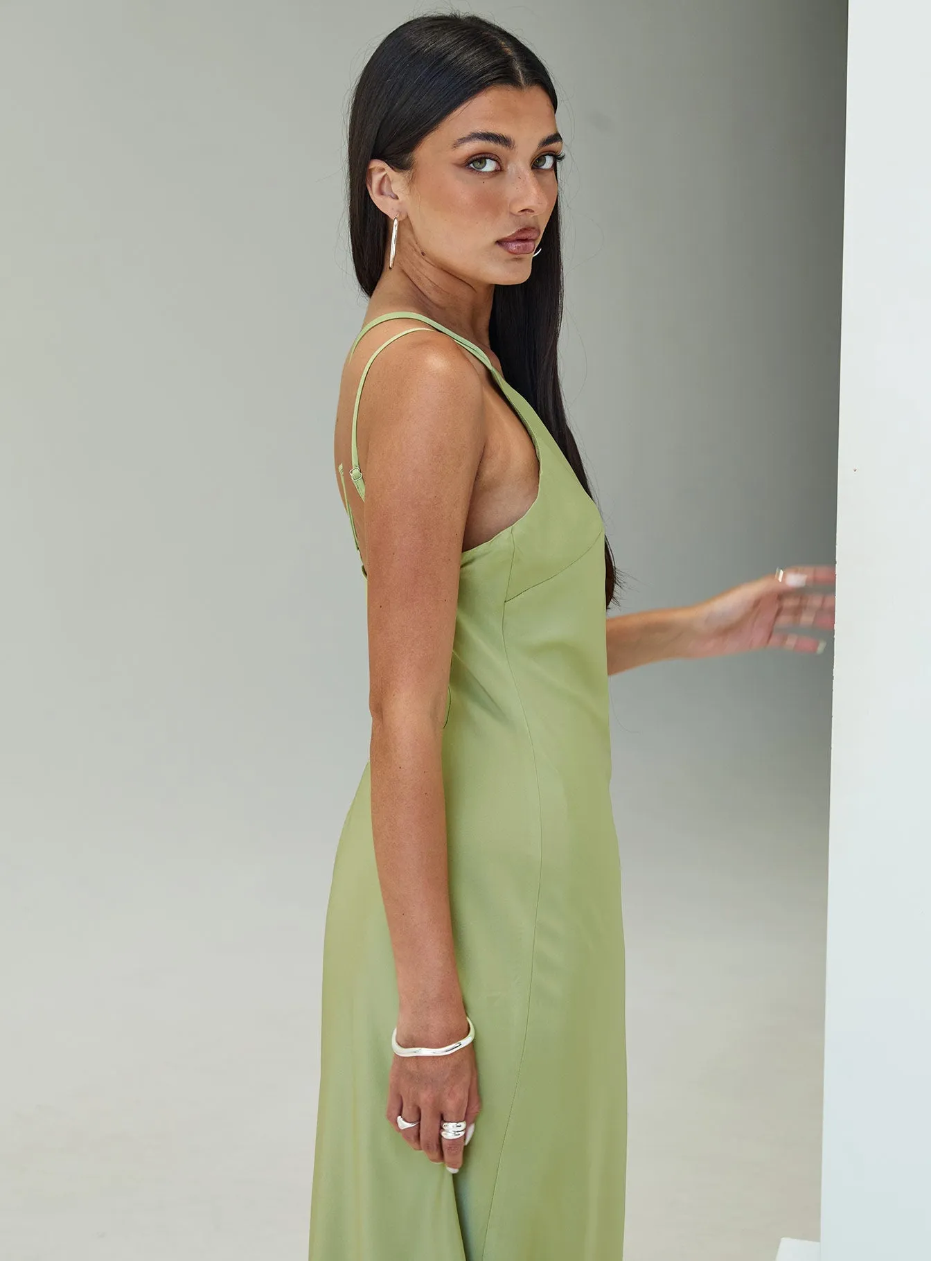 Nehemiah One Shoulder Maxi Dress Green Weave Art Coast Path
