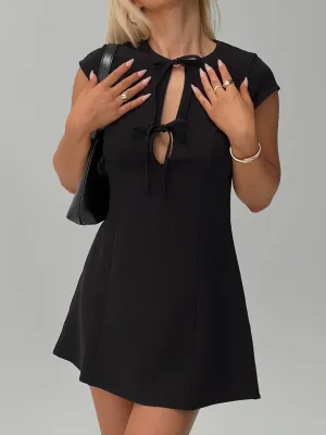 Stylish Appeal Fun Edge Adeleine Bow Mini Dress Black