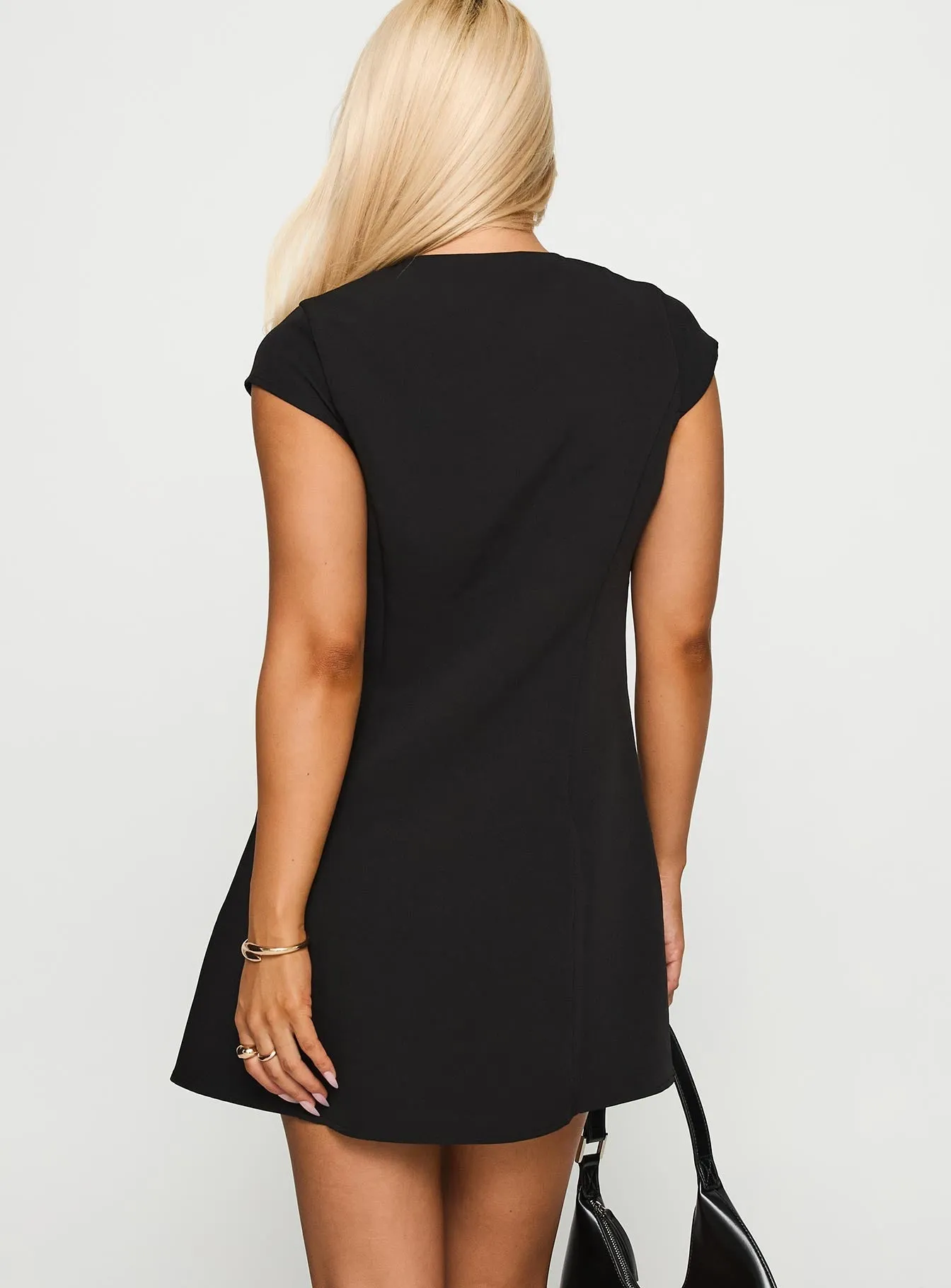 Adeleine Bow Mini Dress Black Show Chic