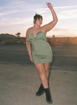 Annalise Mini Dress Khaki Curve Bohemian Design Easy Look