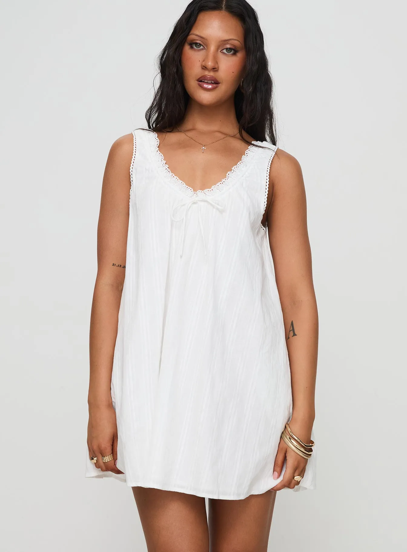 Antiquity Swing Mini Dress White Bold statement dress