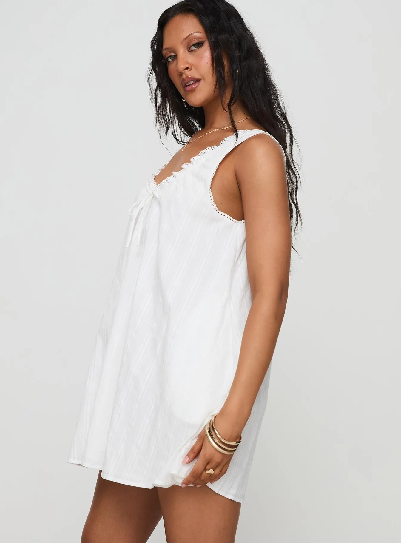 Convertible Straps Antiquity Swing Mini Dress White