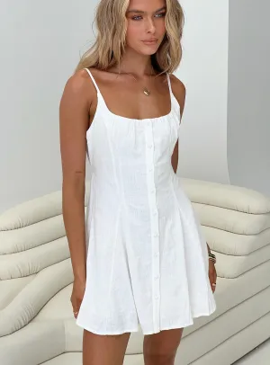 Elian Linen Blend Mini Dress White Neon Glow