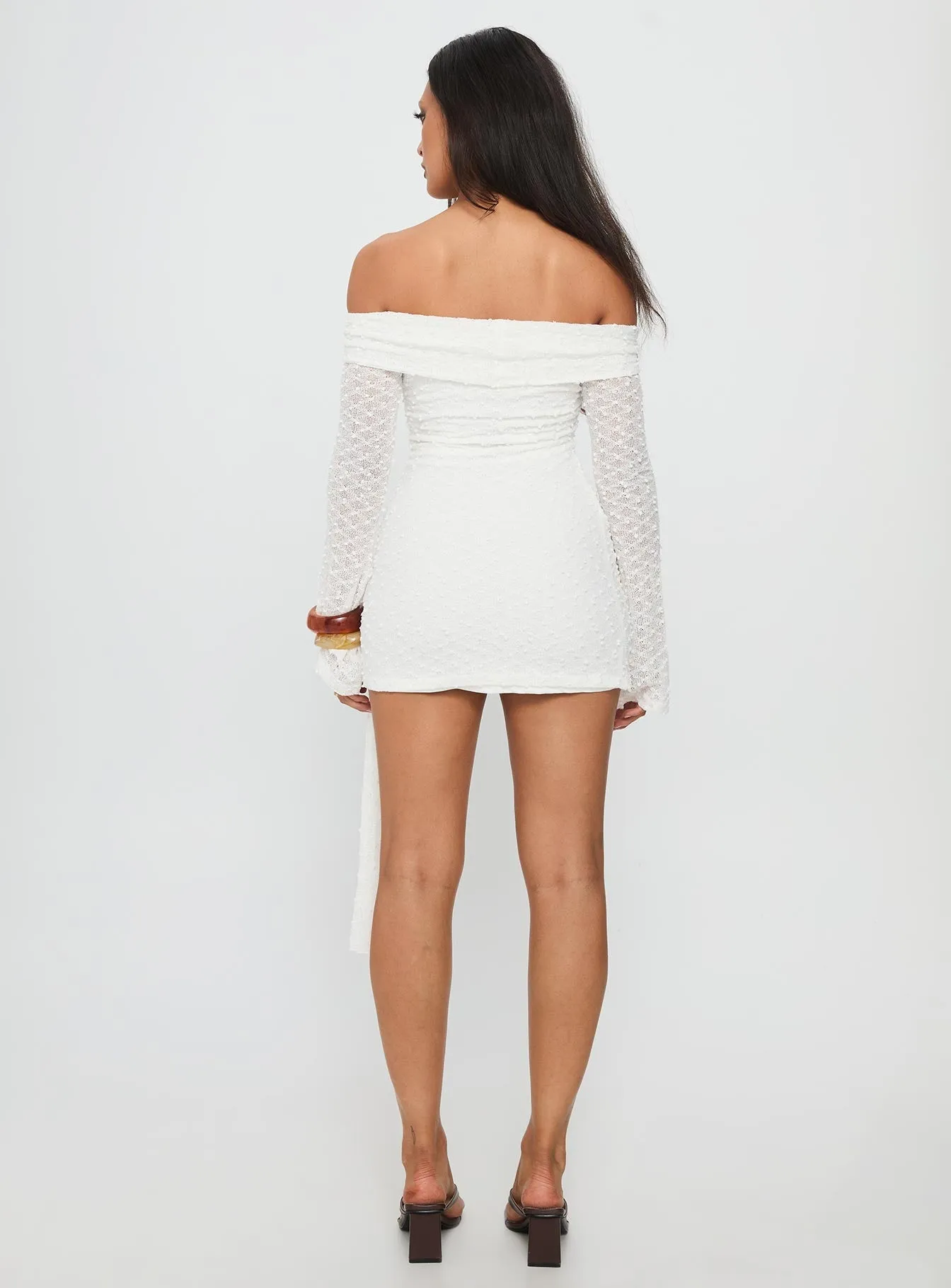Karmin Long Sleeve Boucle Mini Dress White Light Star