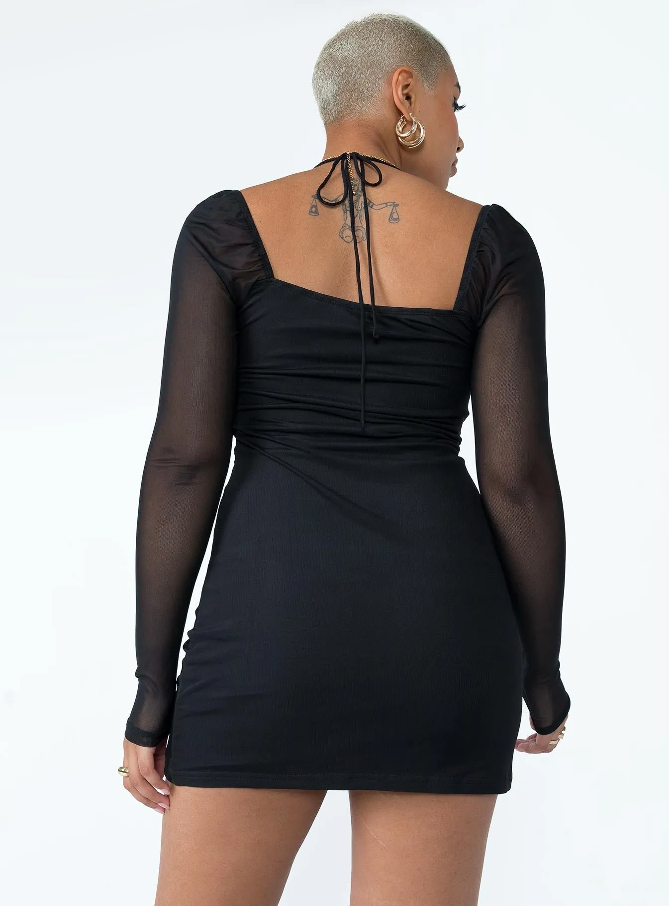 Luella Long Sleeve Mini Dress Black Skin Tint Flair Mode