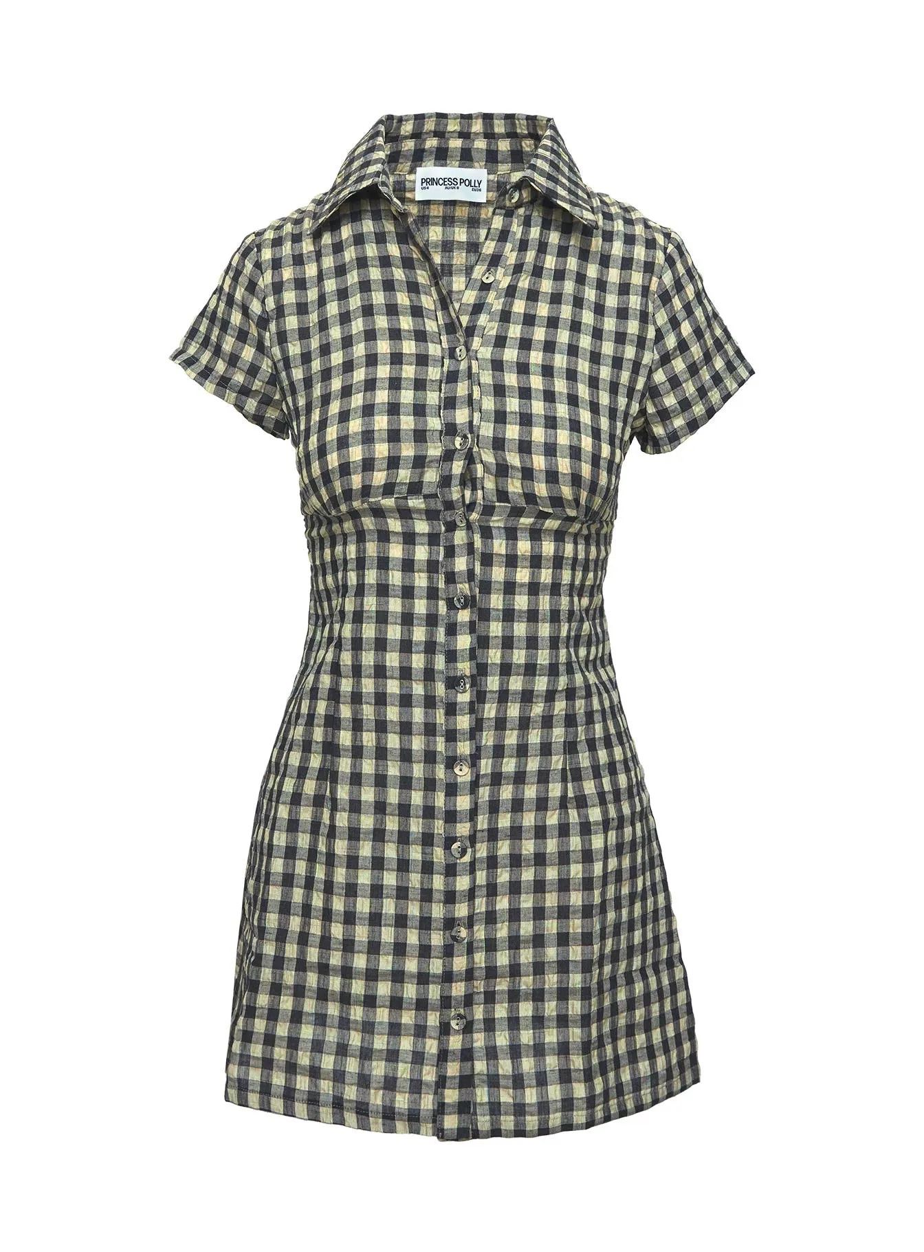 Motley Mini Dress Brown Check Petite Modern Edge
