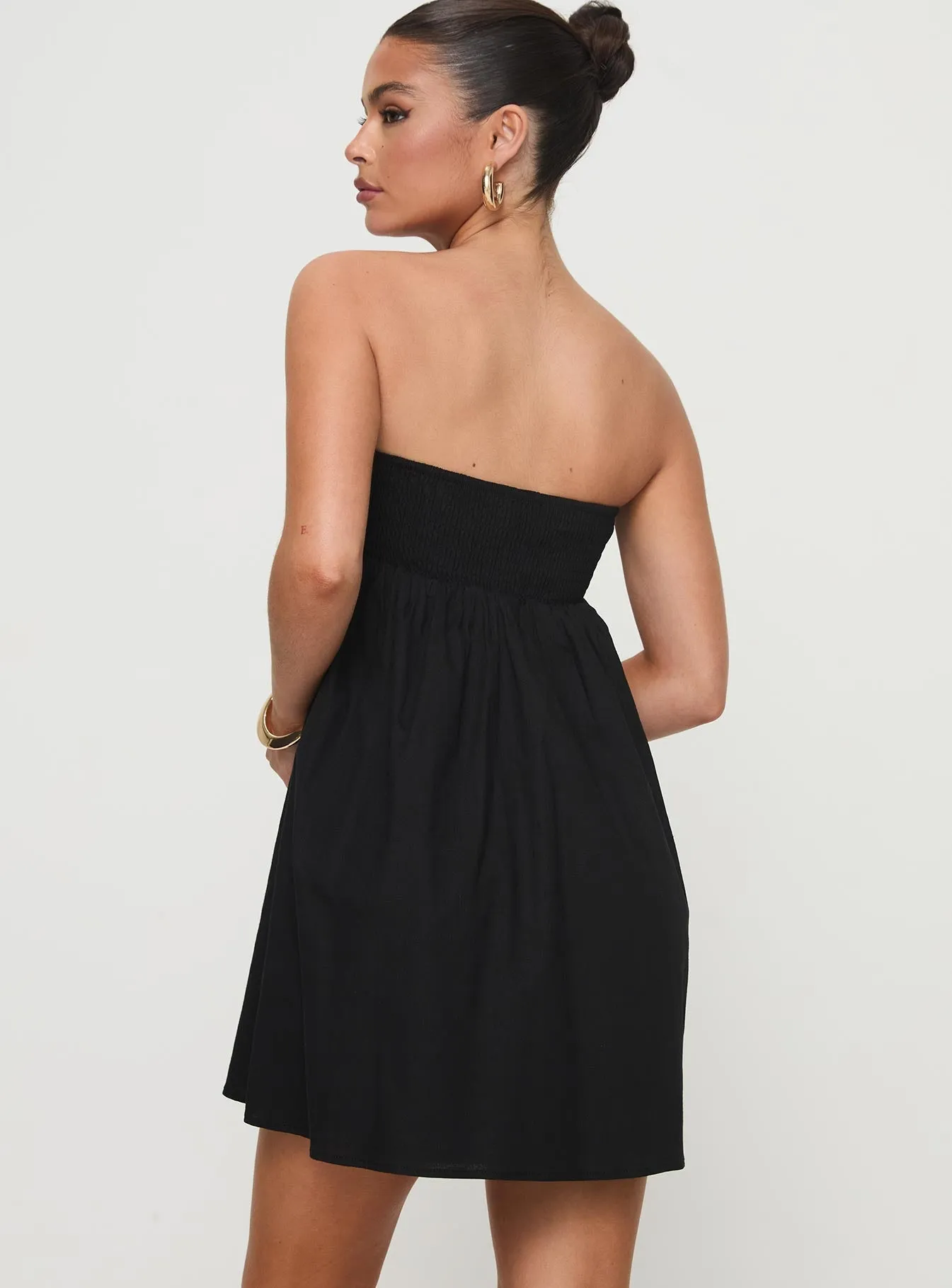 Beat Soft Light Touch Osment Strapless Mini Dress Black