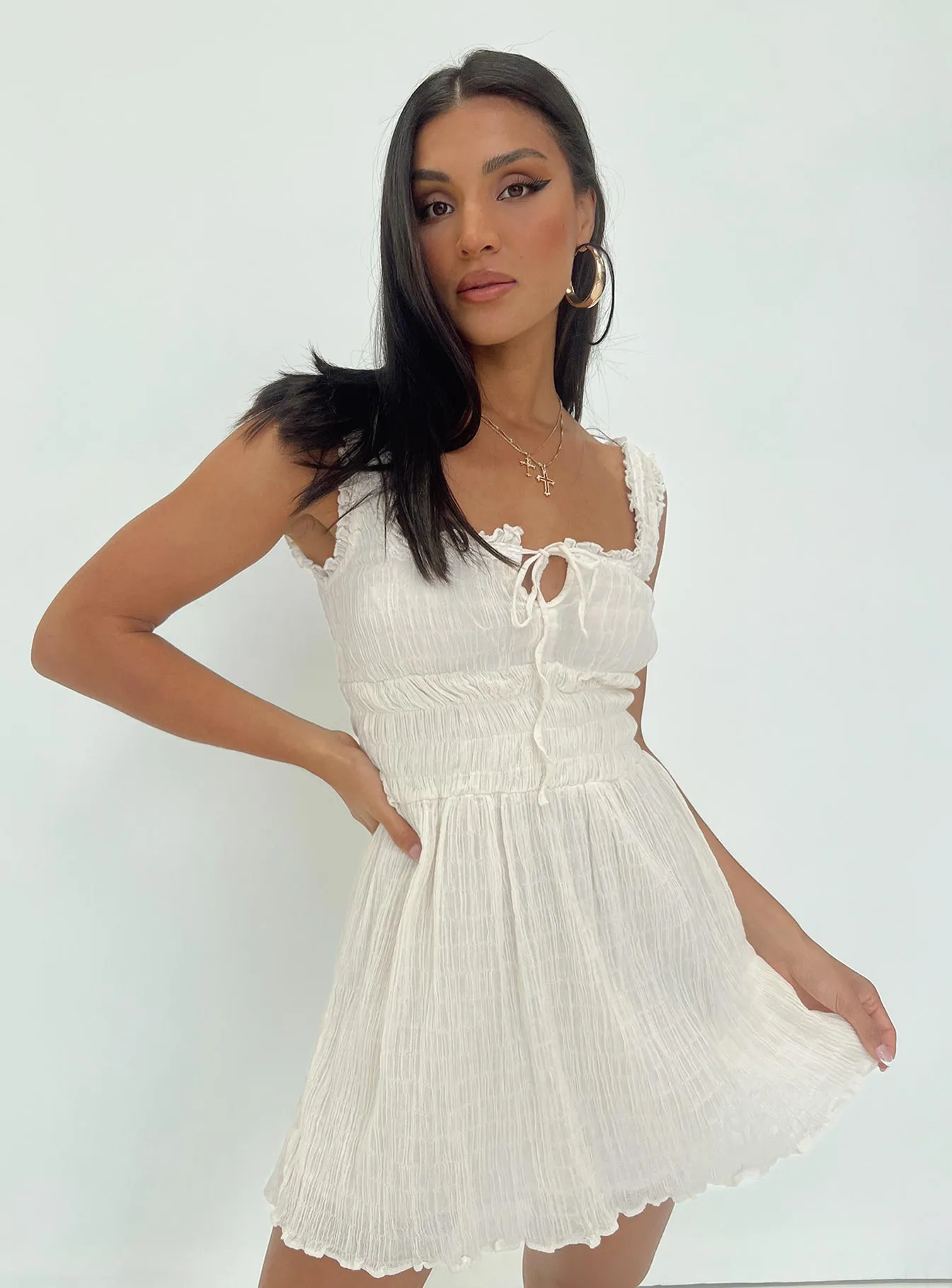 Peyton Mini Dress Cream Ventilated Underarm Panels